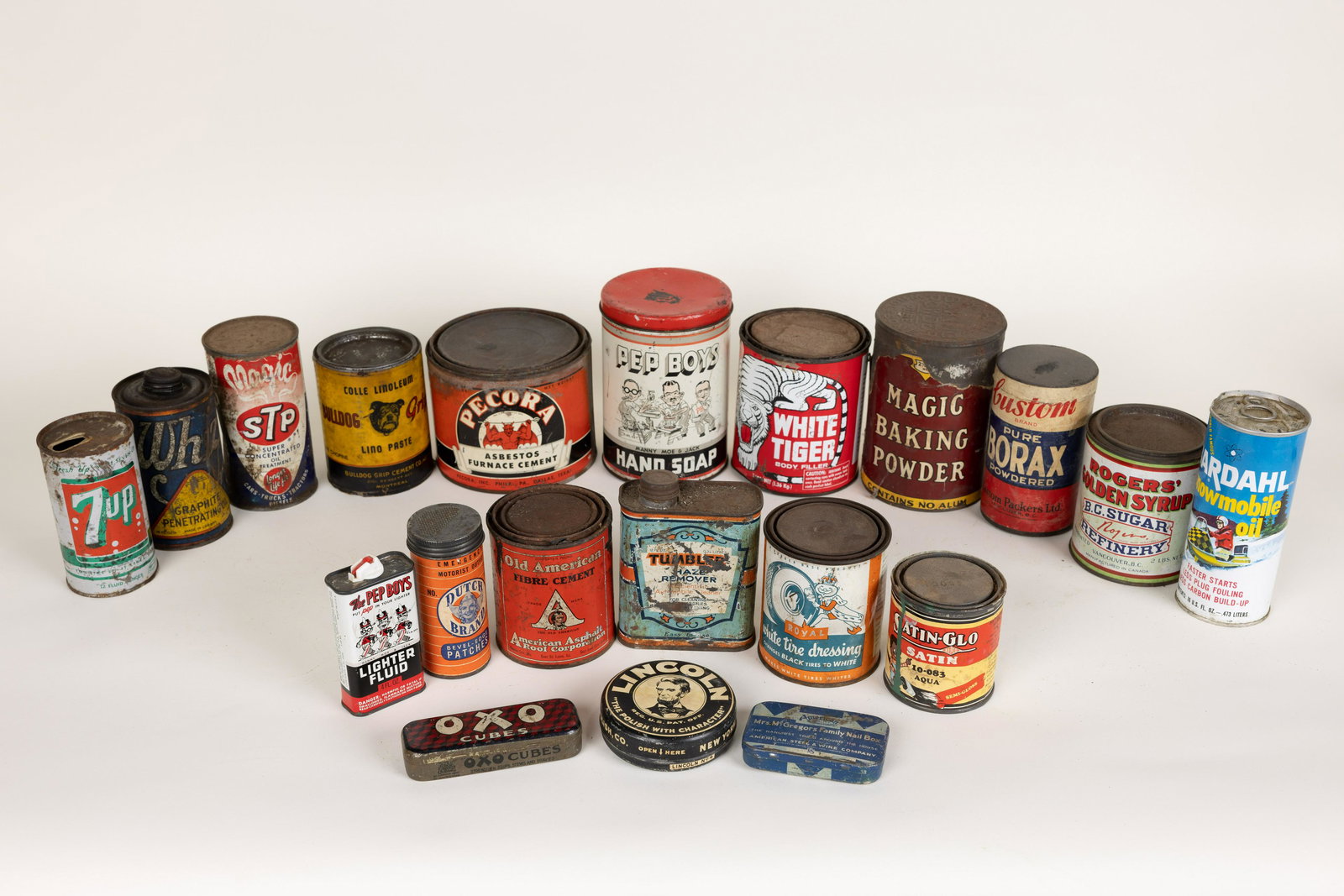 Lot of 21 Assorted Cans - Pep Boys STP 7up Oatley etc (1 of 2)