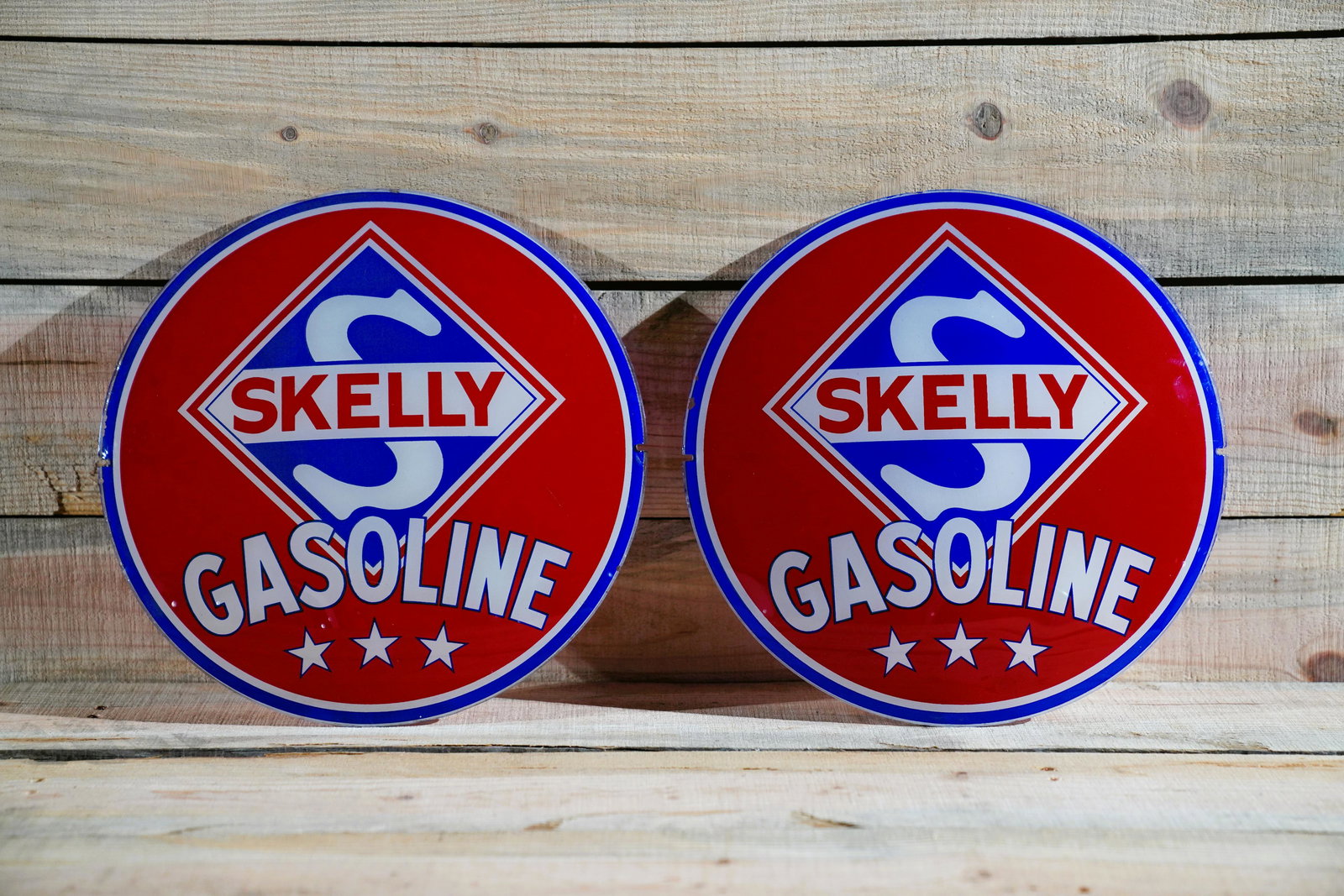 Pair of Skelly Gasoline 13.5" Gas Globe Lenses (1 of 5)
