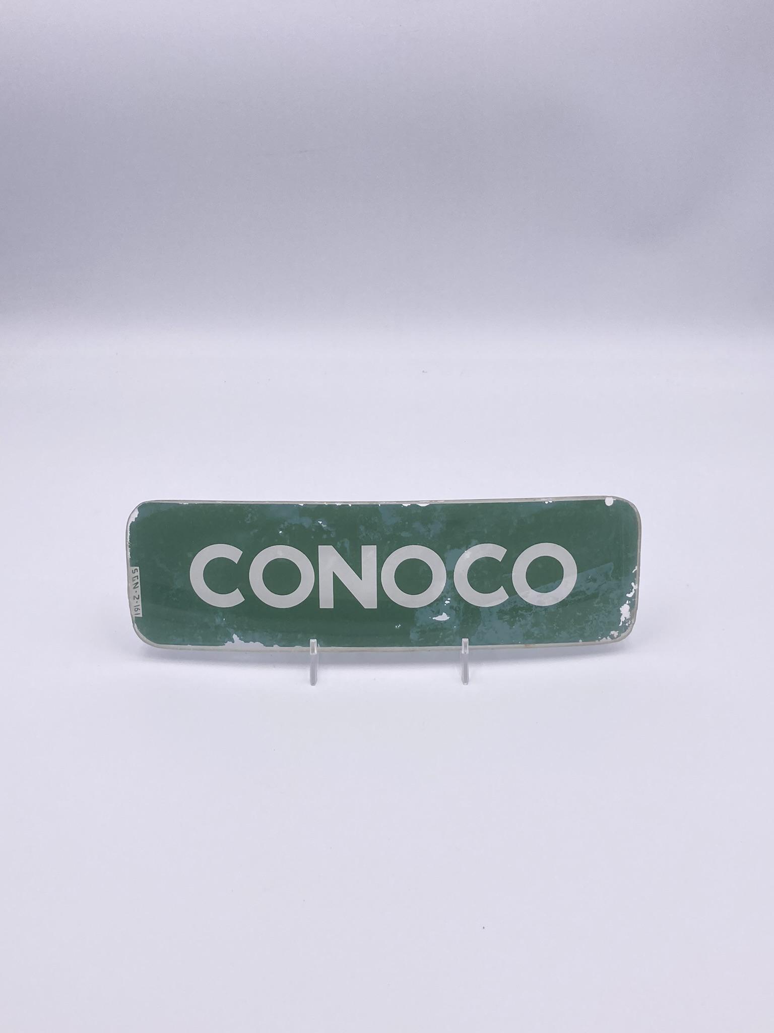 Conoco Curved Gasoline Pump Ad Glass Sign (1 of 2)