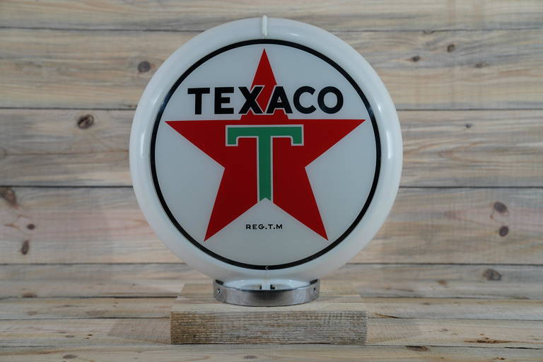 Texaco White T 13.5" Complete Gas Globe & Lenses Nov 21, 2022 Rockabilly Auction Company in GA