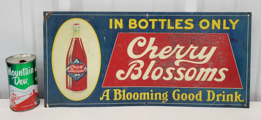 Cherry Blossoms "in Bottles Only" w/Bottle Metal Sign (1 of 2)
