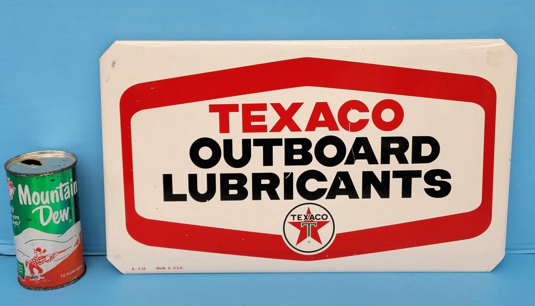 Texaco (white-T) Outboard Lubricants Metal Rack Sign (1 of 3)