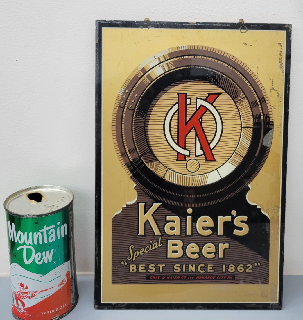 Kaier's Special Beer reverse painted glass sign (1 of 2)