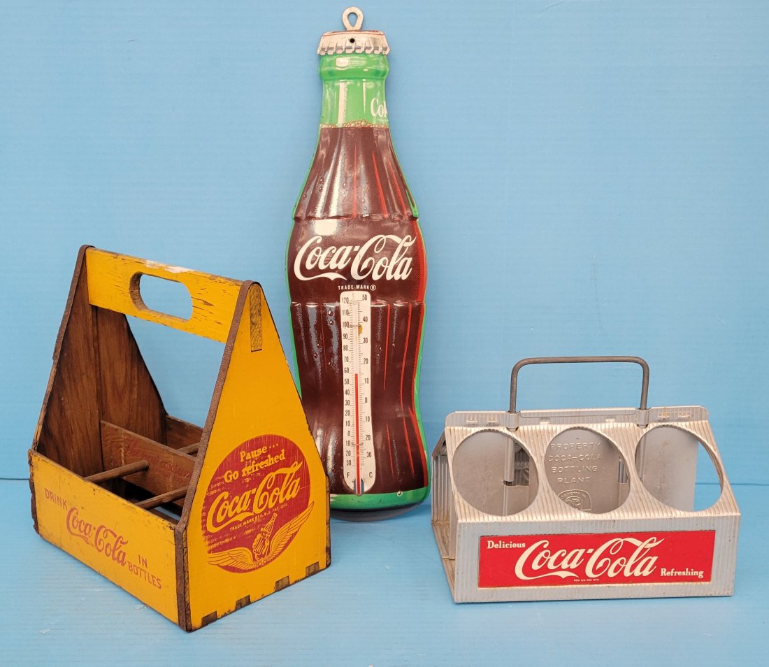 2 Coca Cola Bottle Carriers & Coca Cola Bottle Thermometer (1 of 6)