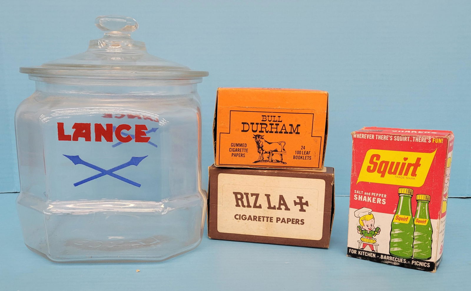 Glass Lance Jar With Glass Lance Lid and Squirt S&P (1 of 6)