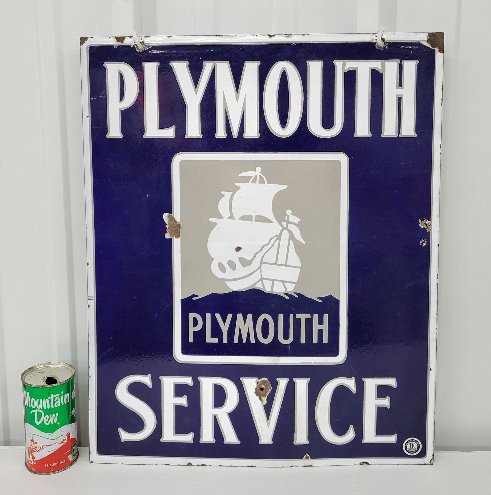 Plymouth Service Porcelain Sign With Ship Logo TAC (1 of 5)