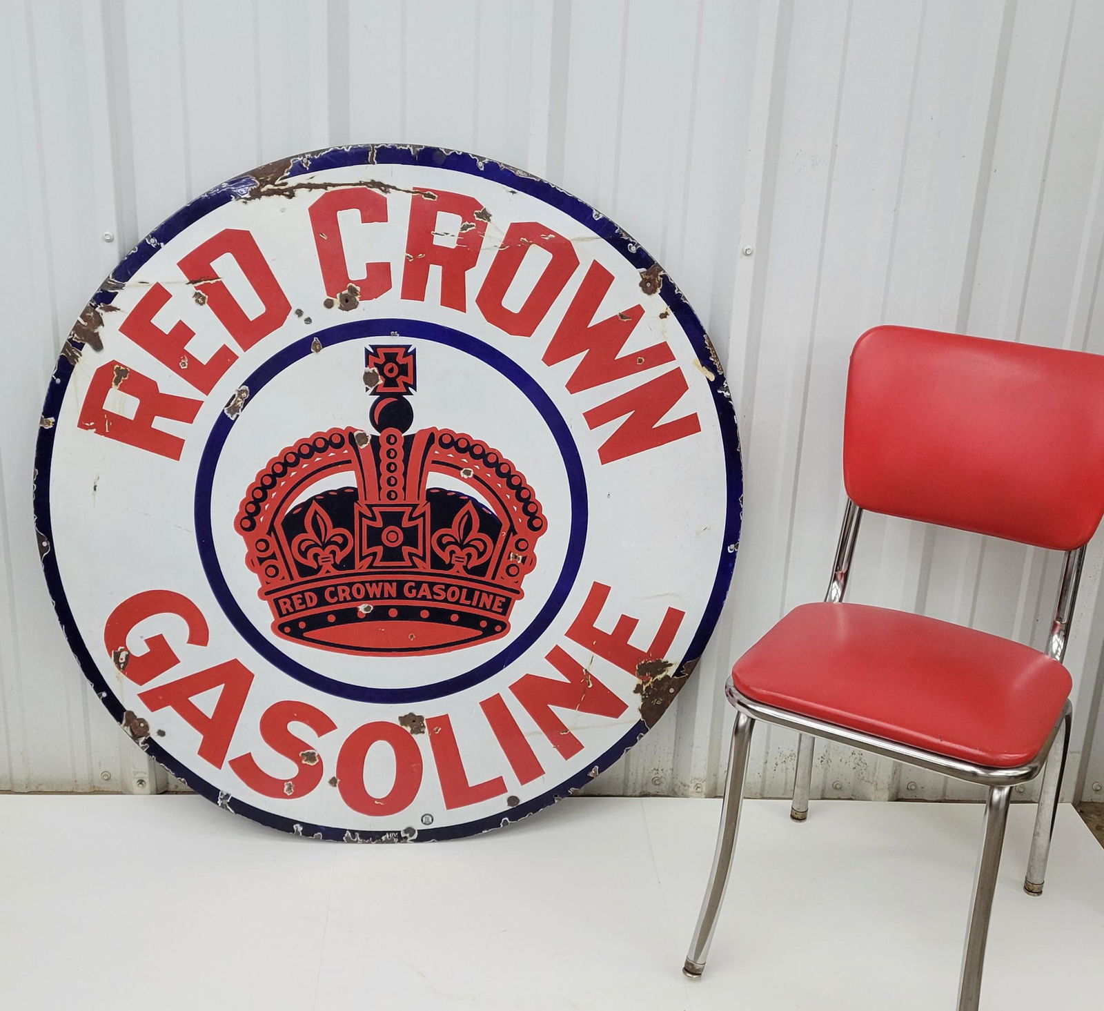 42" Red Crown Gasoline Porcelain Sign TAC (1 of 5)