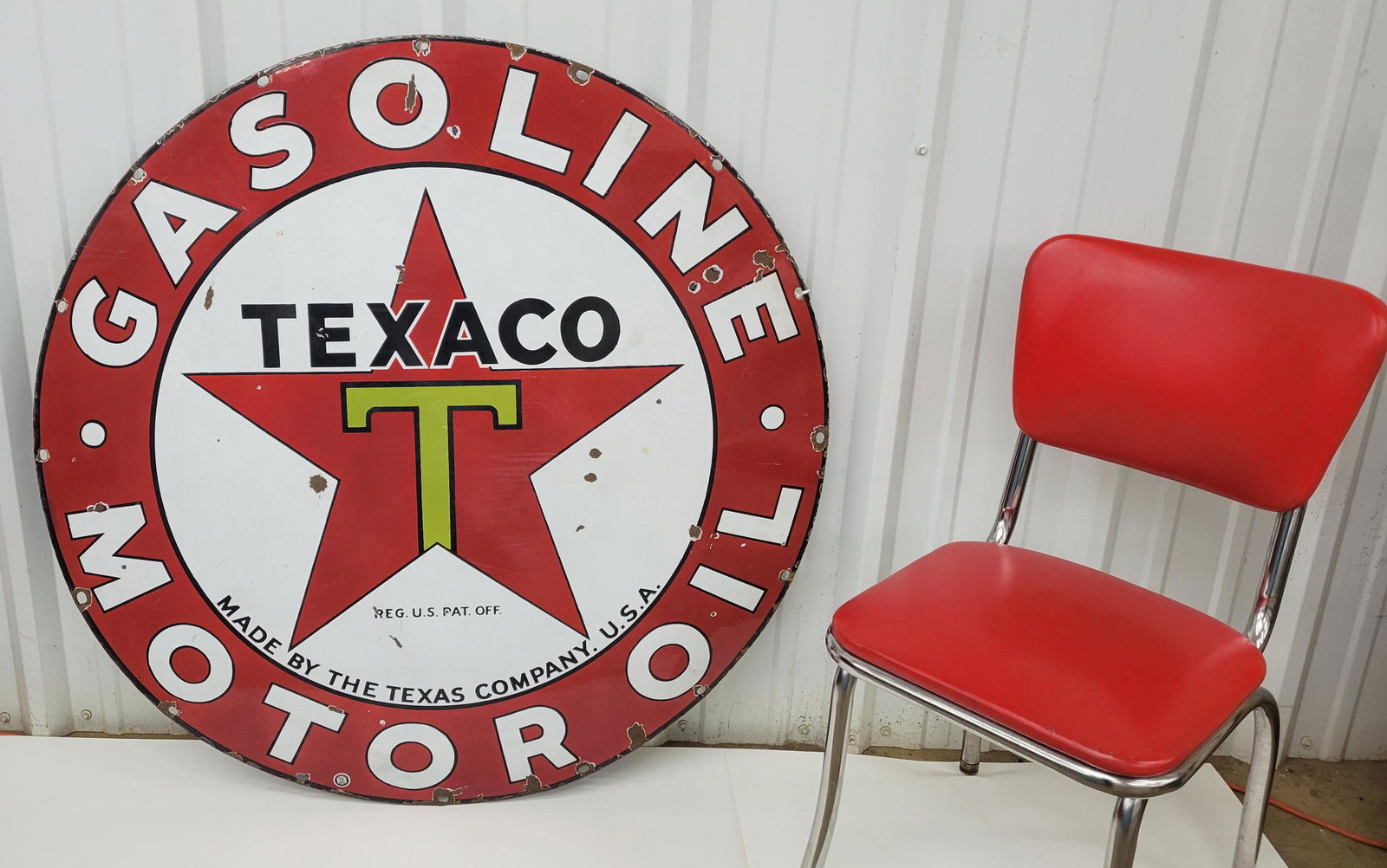 42" Texaco Gasoline Motor Oil Porcelain Sign TAC (1 of 4)