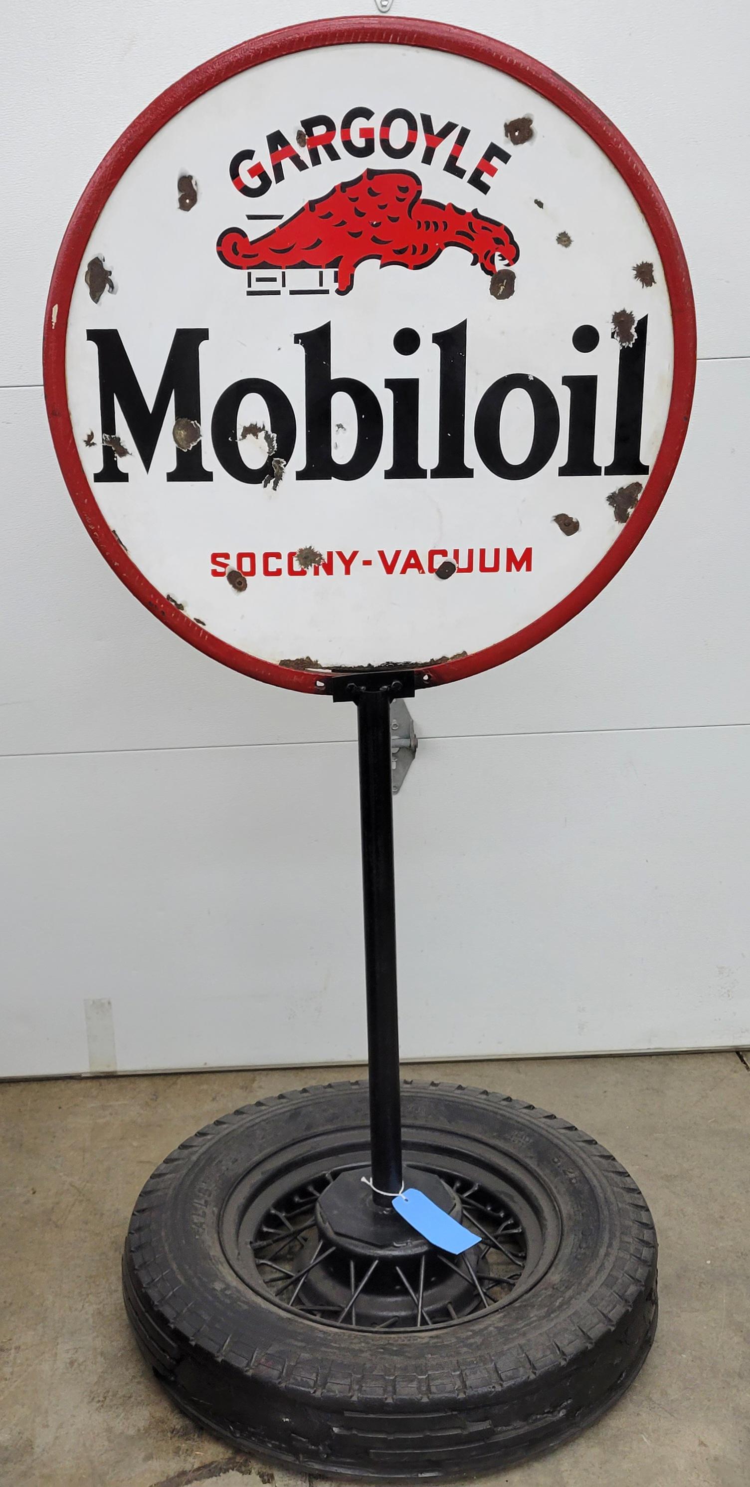Mobiloil Gargoyle Porcelain Lollipop Sign (1 of 4)