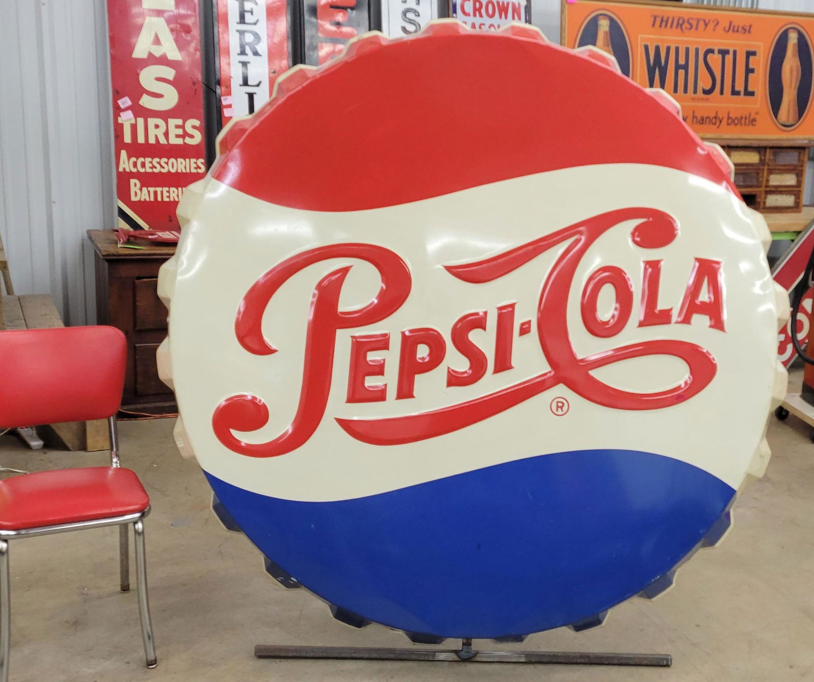 Huge Pepsi Cola Bottling Plant Bottle Cap Sign TAC (1 of 4)