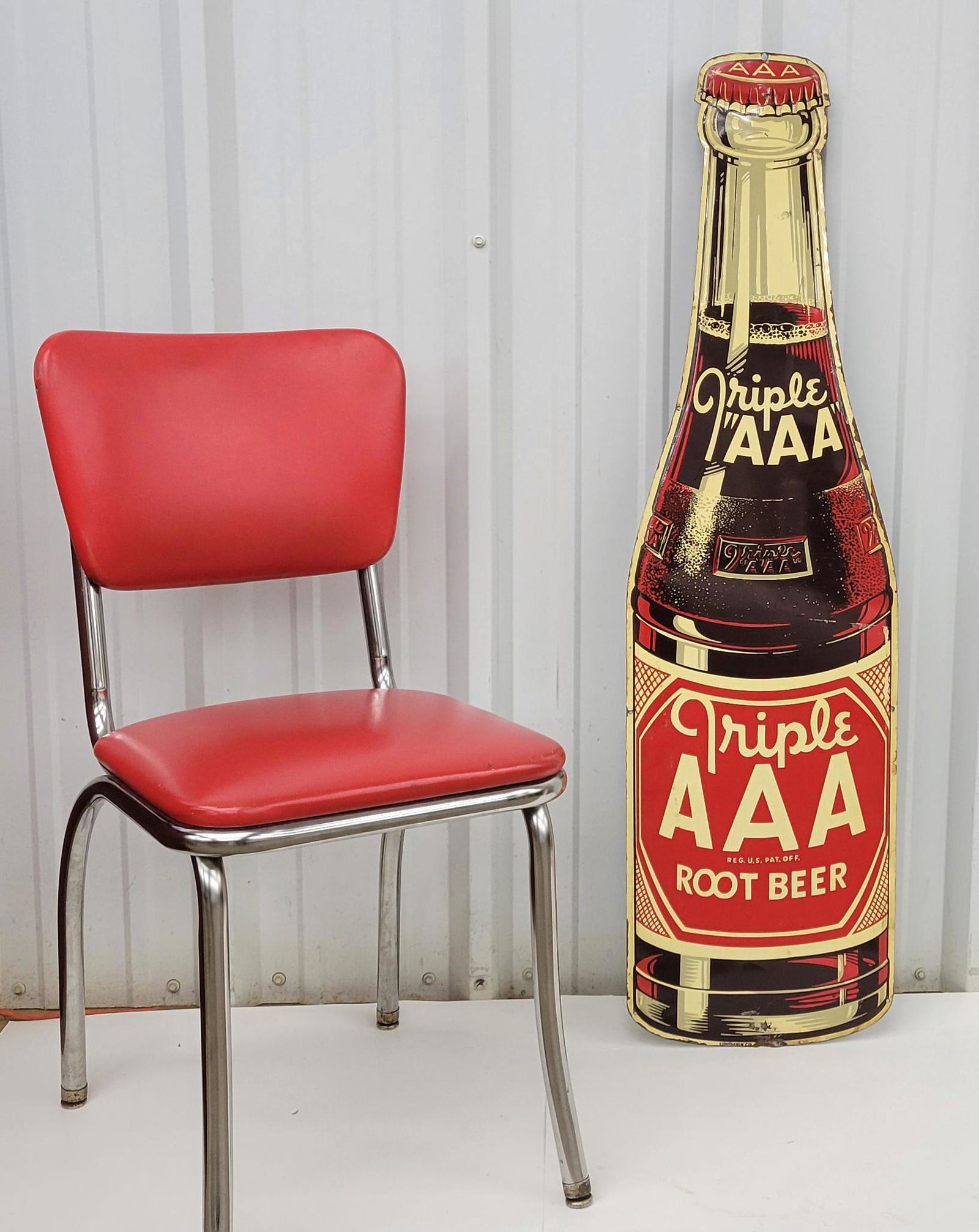 Large Triple AAA Root Beer Die Cut Bottle Metal Sign (1 of 4)