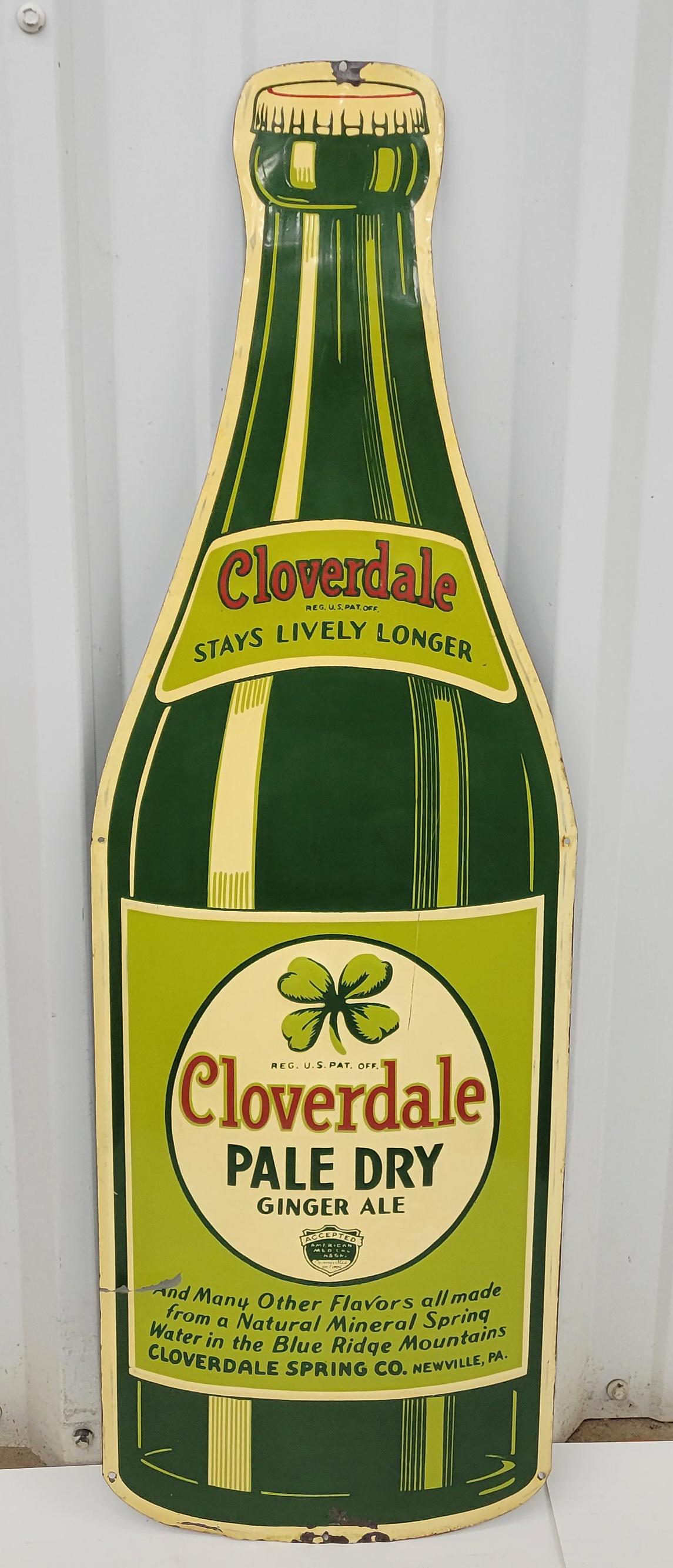 Large Cloverdale Pale Dry Ginger Ale Die Bottle Sign (1 of 3)