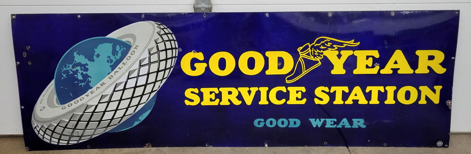 Goodyear Service Station Good Wear Porcelain Sign TAC (1 of 2)