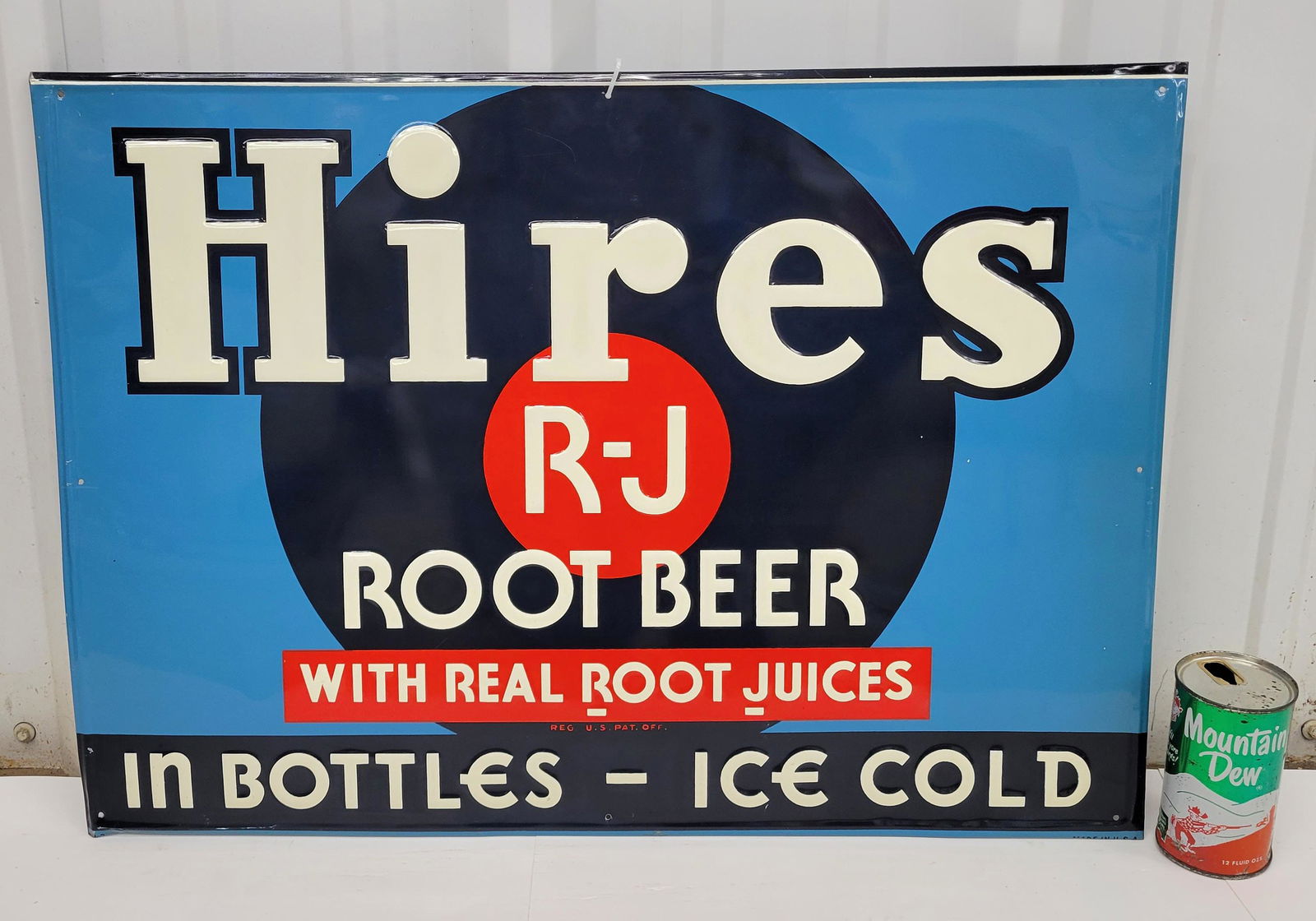 Hires RJ Root Beer In Bottles Embossed Tin Sign (1 of 2)