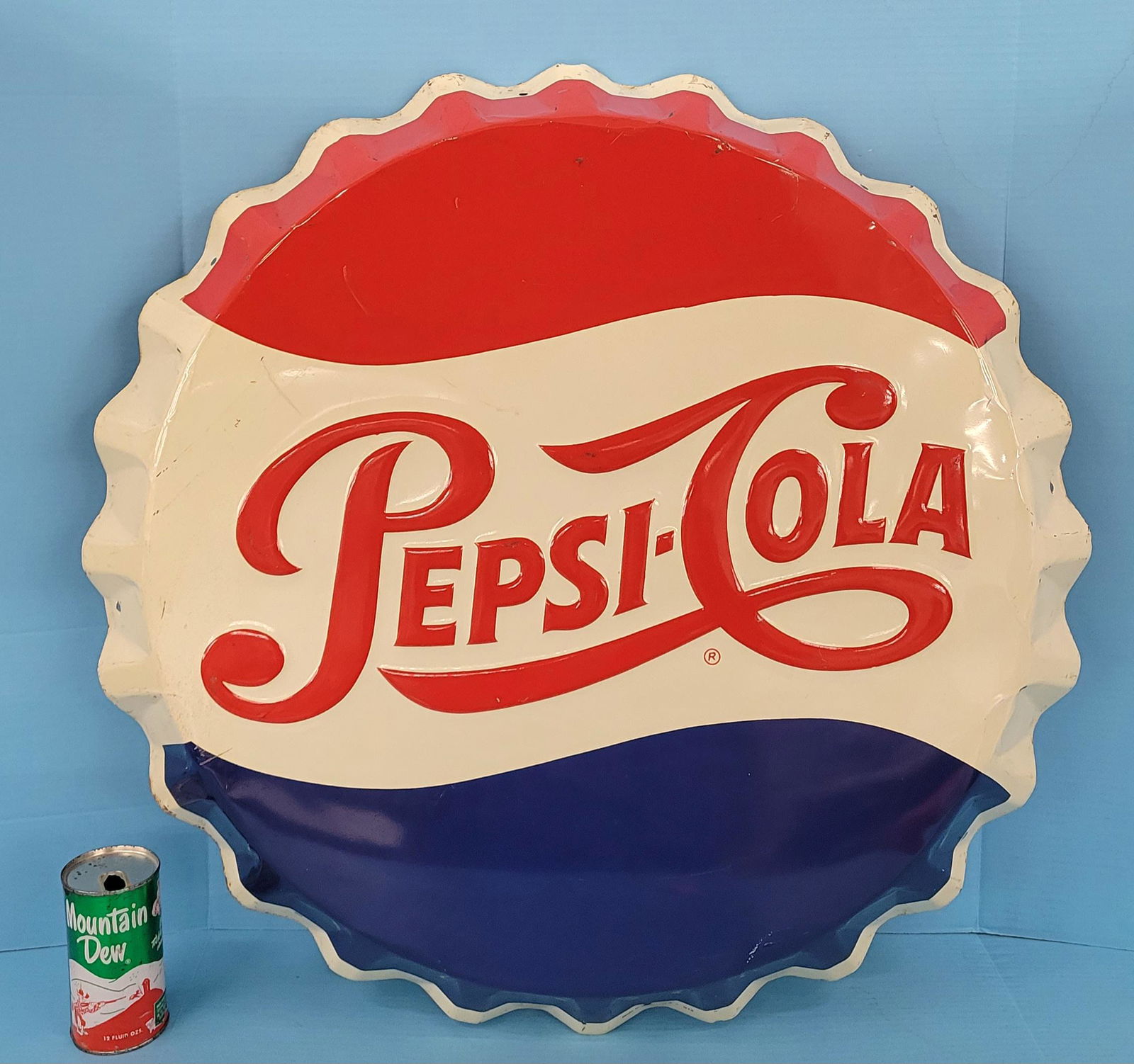 Pepsi Cola Embossed Bottle Cap Sign (1 of 5)