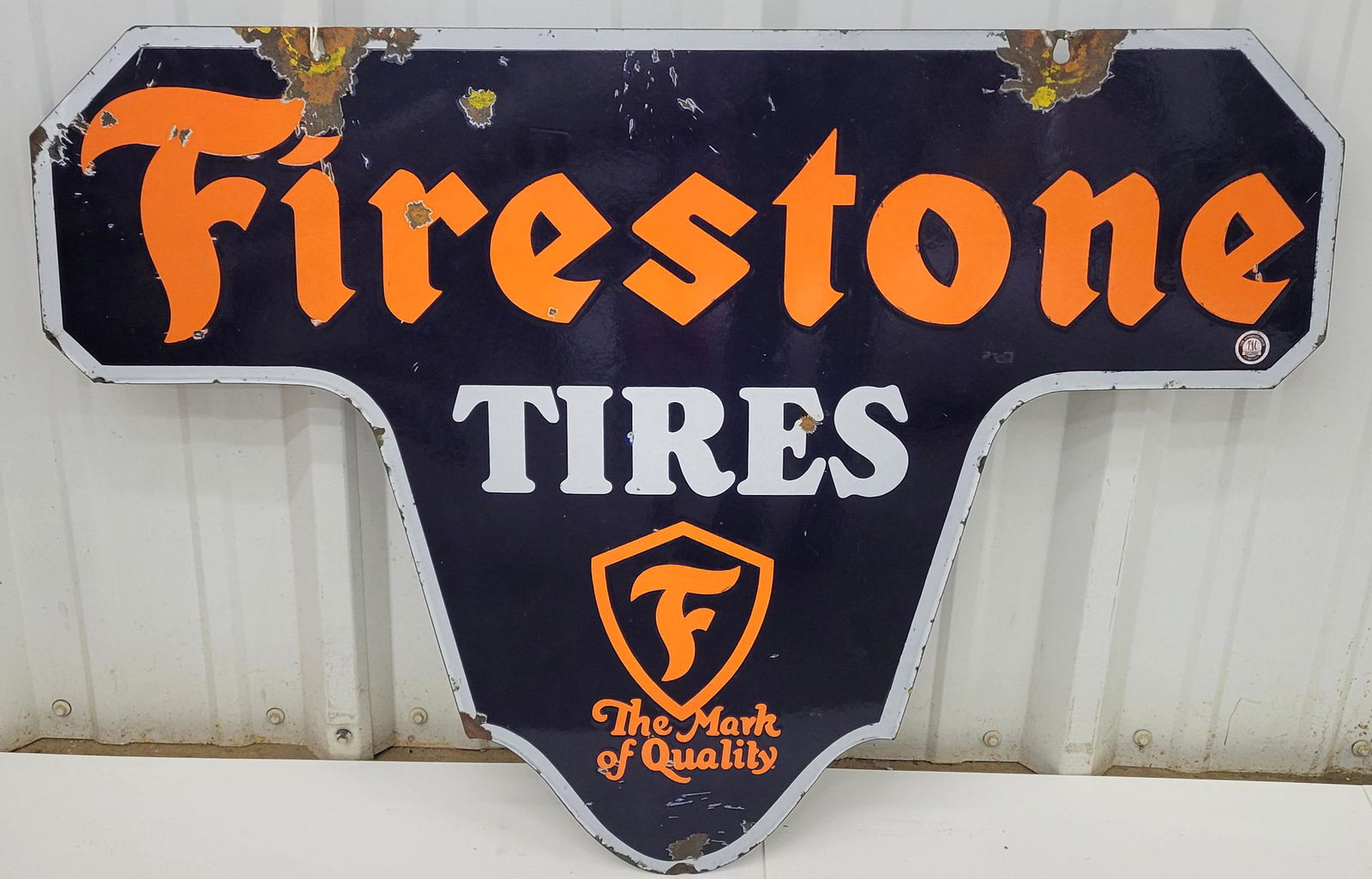 Firestone Tires The Mark Of Quality Porcelain Sign TAC (1 of 3)