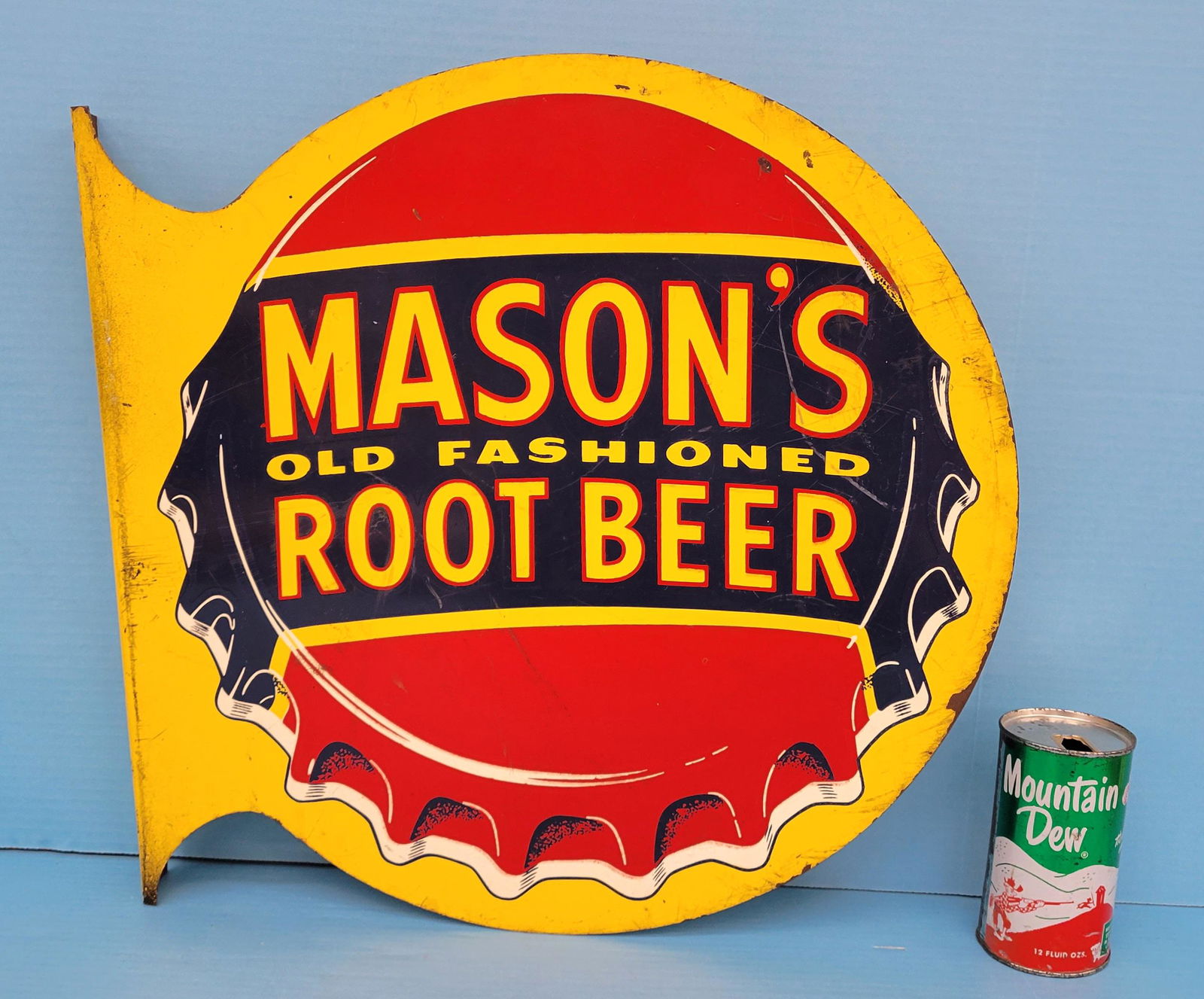 Mason's Old Fashioned Root Beer Metal Flange Sign (1 of 3)