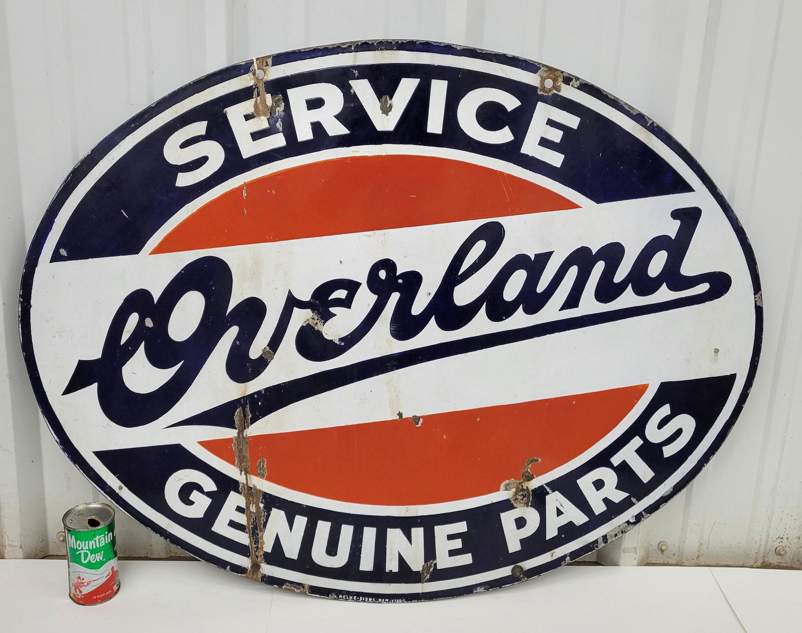 Overland Service Genuine Parts Oval Porcelain Sign (1 of 3)