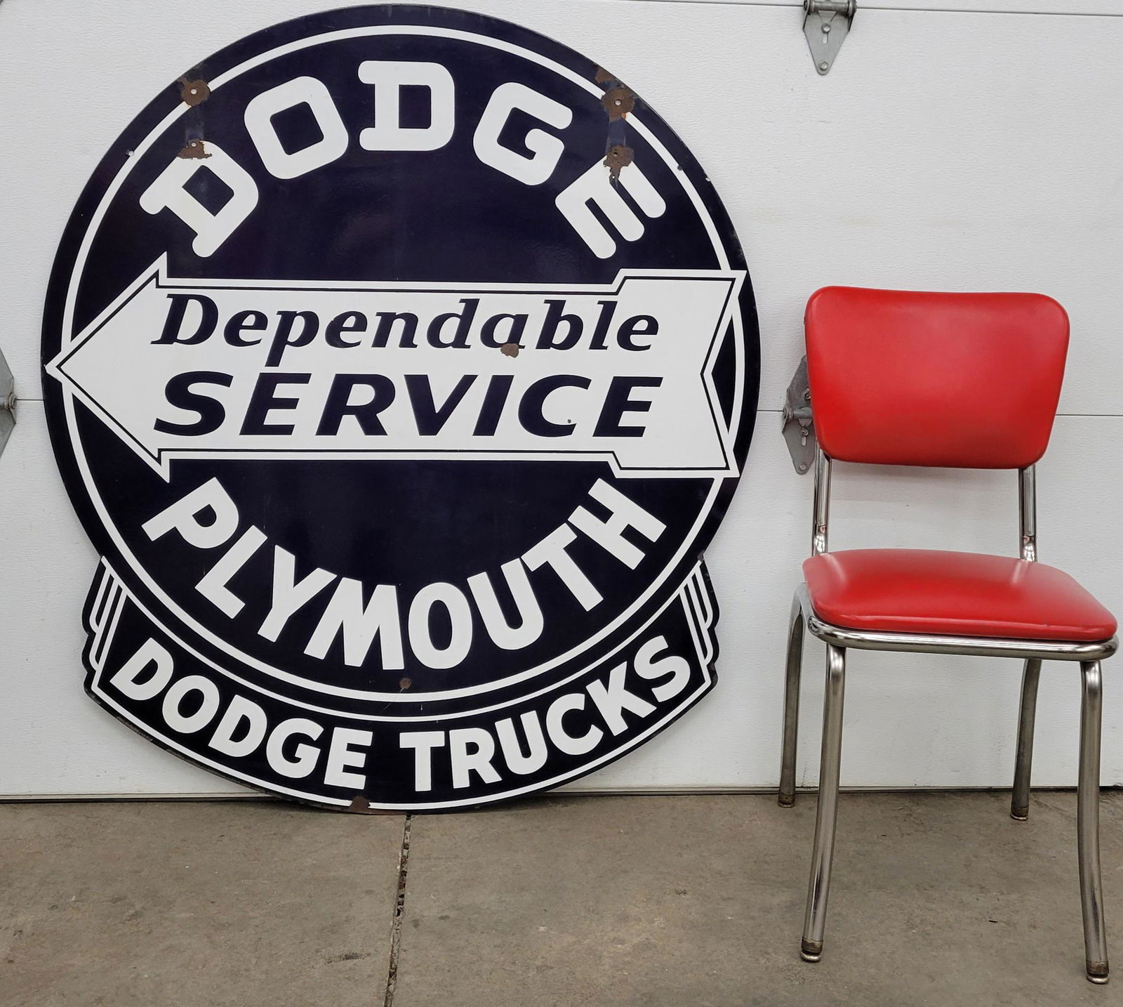 Dodge Plymouth Trucks Dependable Service Porcelain Sign (1 of 3)