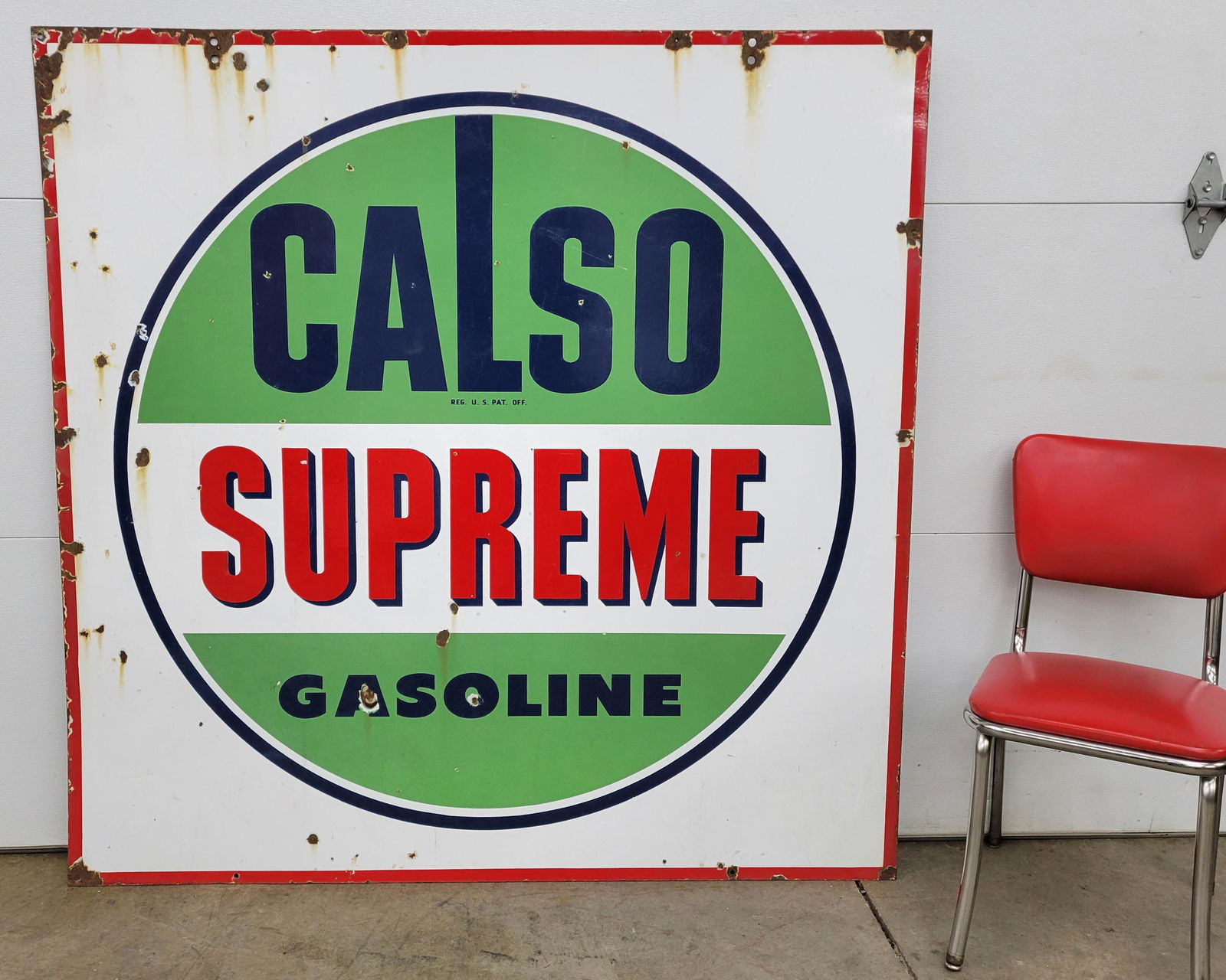Calso Supreme Gasoline Porcelain Sign (1 of 4)