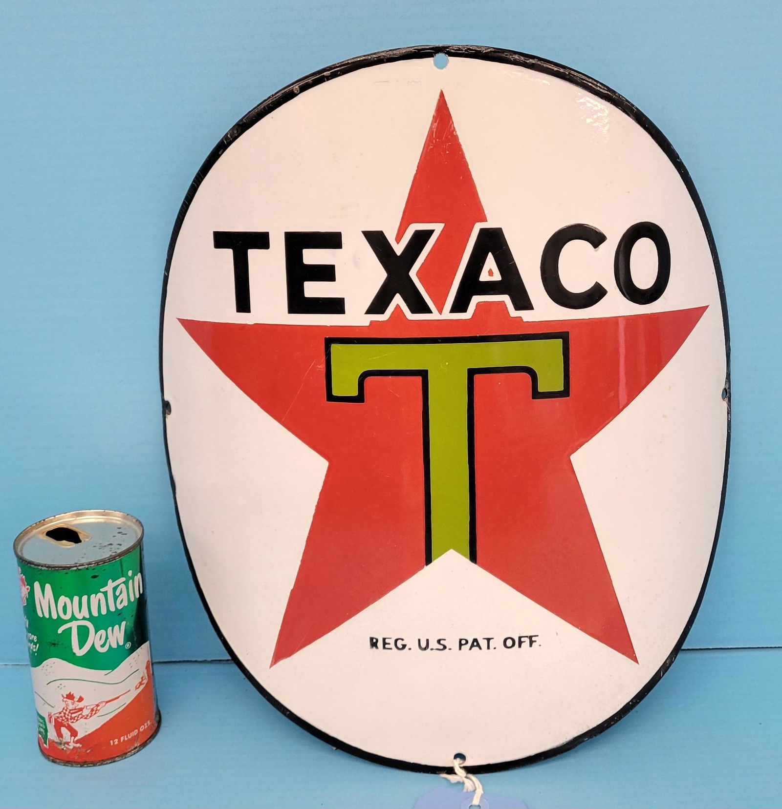 Texaco Curved Porcelain Pump Plate Sign (1 of 3)