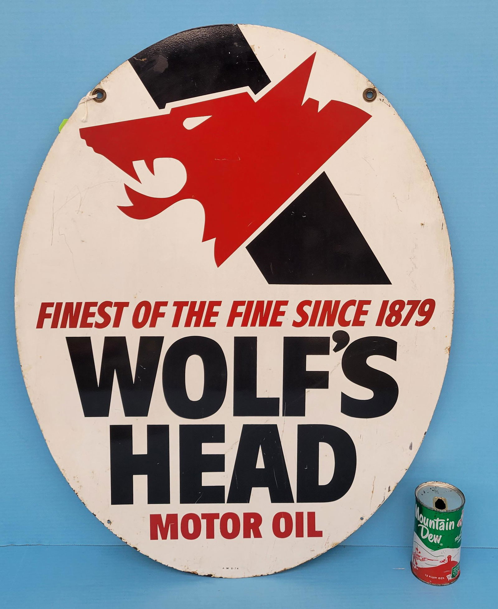 Wolf's Head Motor Oil Oval Metal Sign TAC (1 of 4)