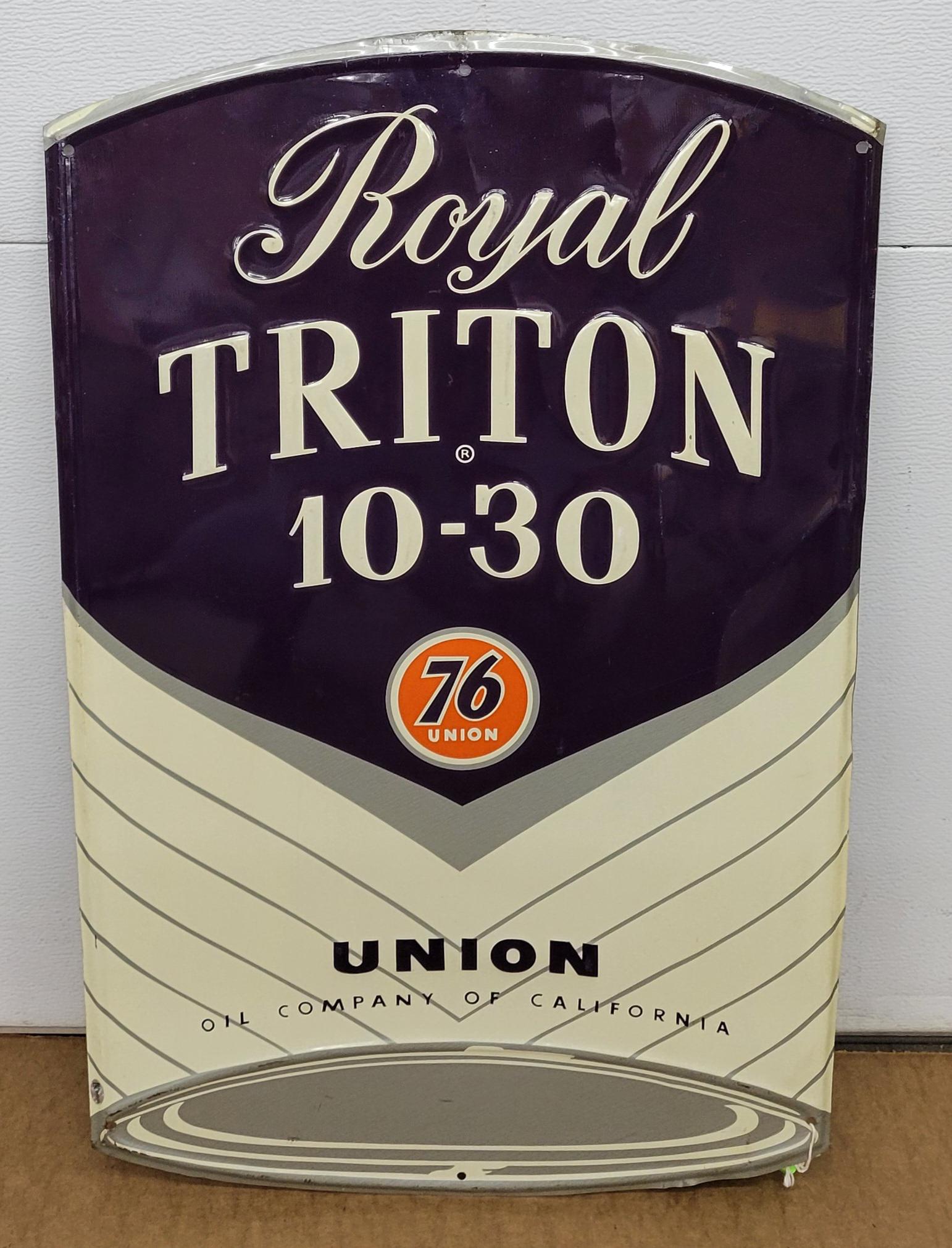 Royal Triton 10-30 Oil Embossed Oil Can Sign (1 of 2)
