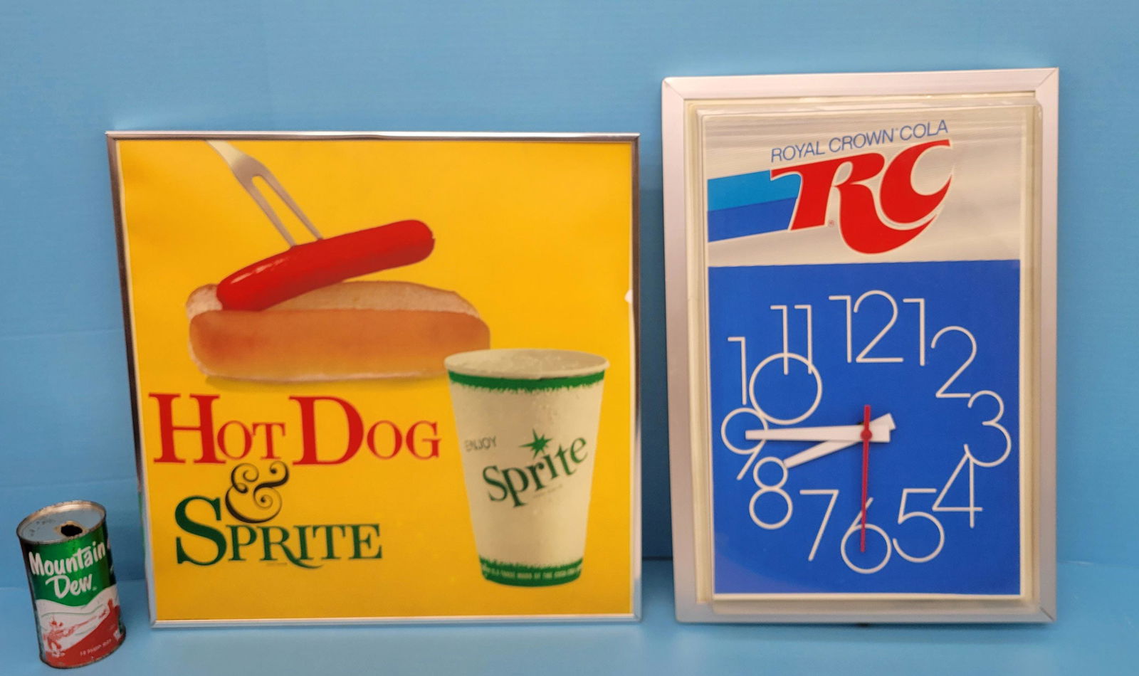 Royal Crown Cola Clock and Sprite Framed Advertising (1 of 2)