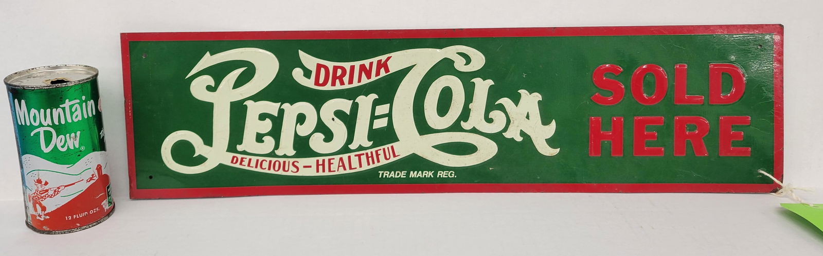 Drink Pepsi Cola Sold Here Embossed Tin Sign (1 of 3)