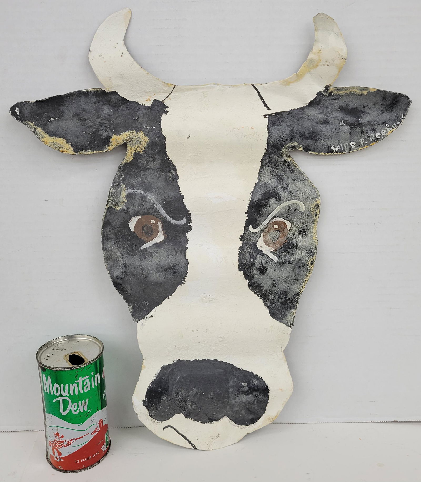 Sallie P. Roebuck Painted Metal Cow Folk Art (1 of 3)