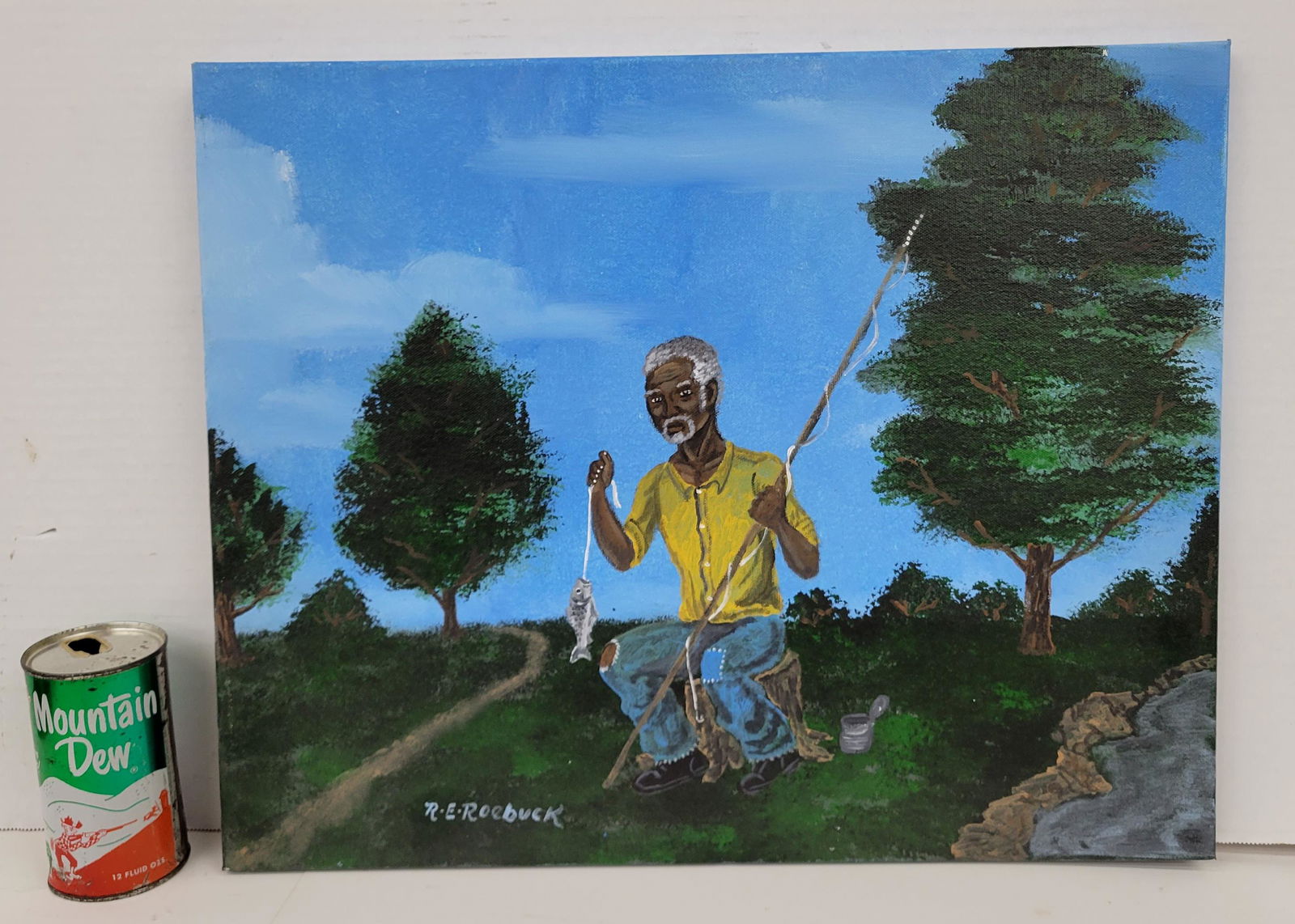 Richard E. Roebuck Painted Canvas Folk Art (1 of 3)