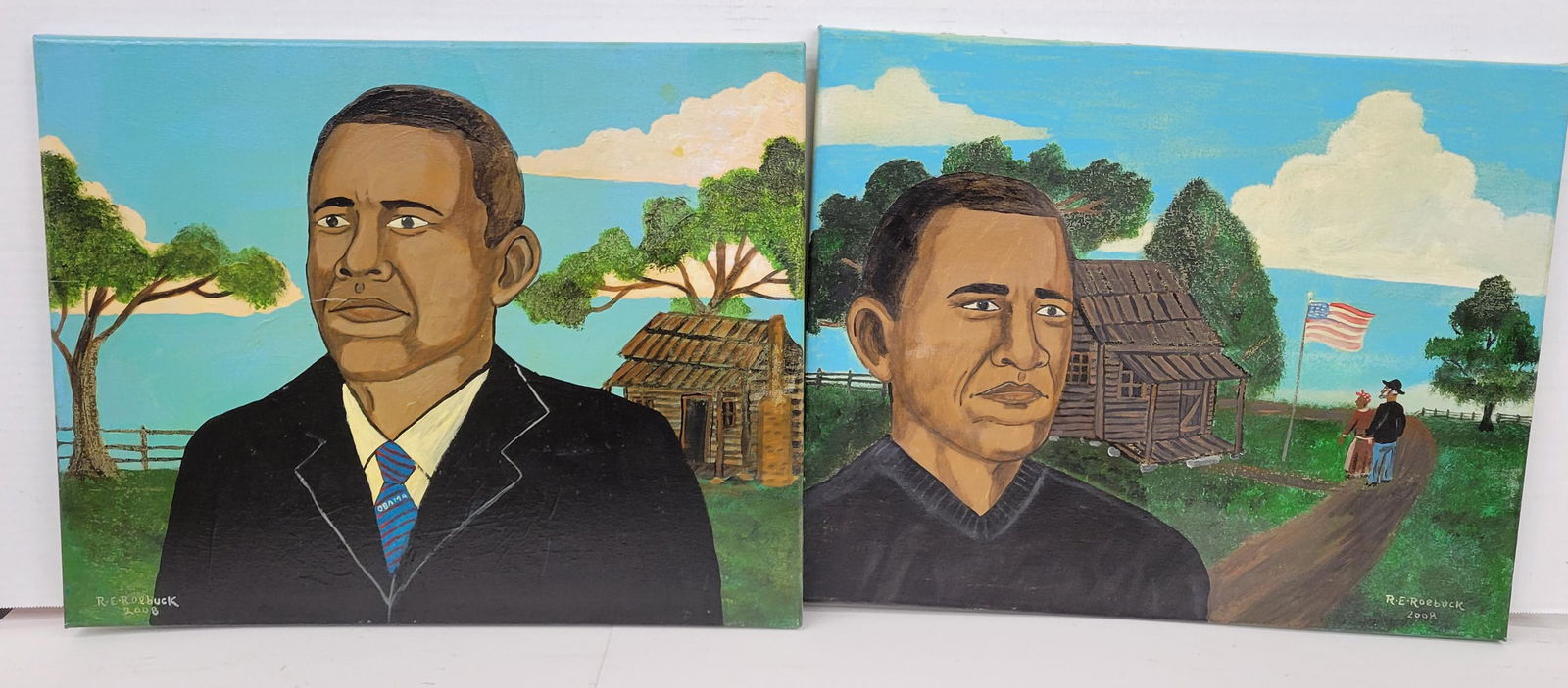 Richard E. Roebuck Painted Canvas Folk Art 2008 (1 of 4)