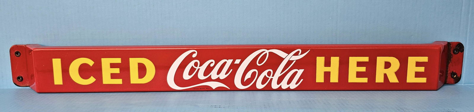 1952 Coca Cola Iced Here Porcelain Door Push (1 of 4)