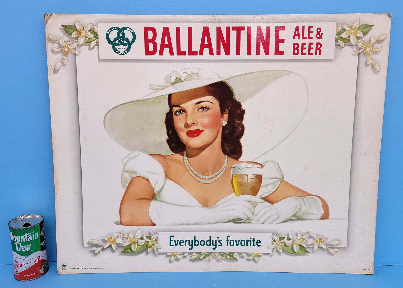 1948 Ballantine Beer & Ale Everybody's Favorite Easel Back Cardboard Advertising Sign (1 of 5)