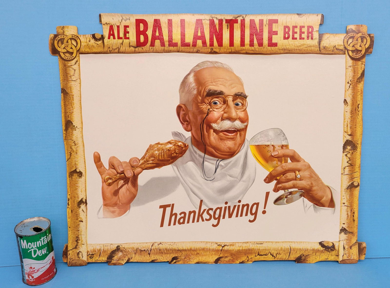 1948 Ballantine Beer Die Cut Easel Back Cardboard Sign NOS (1 of 4)