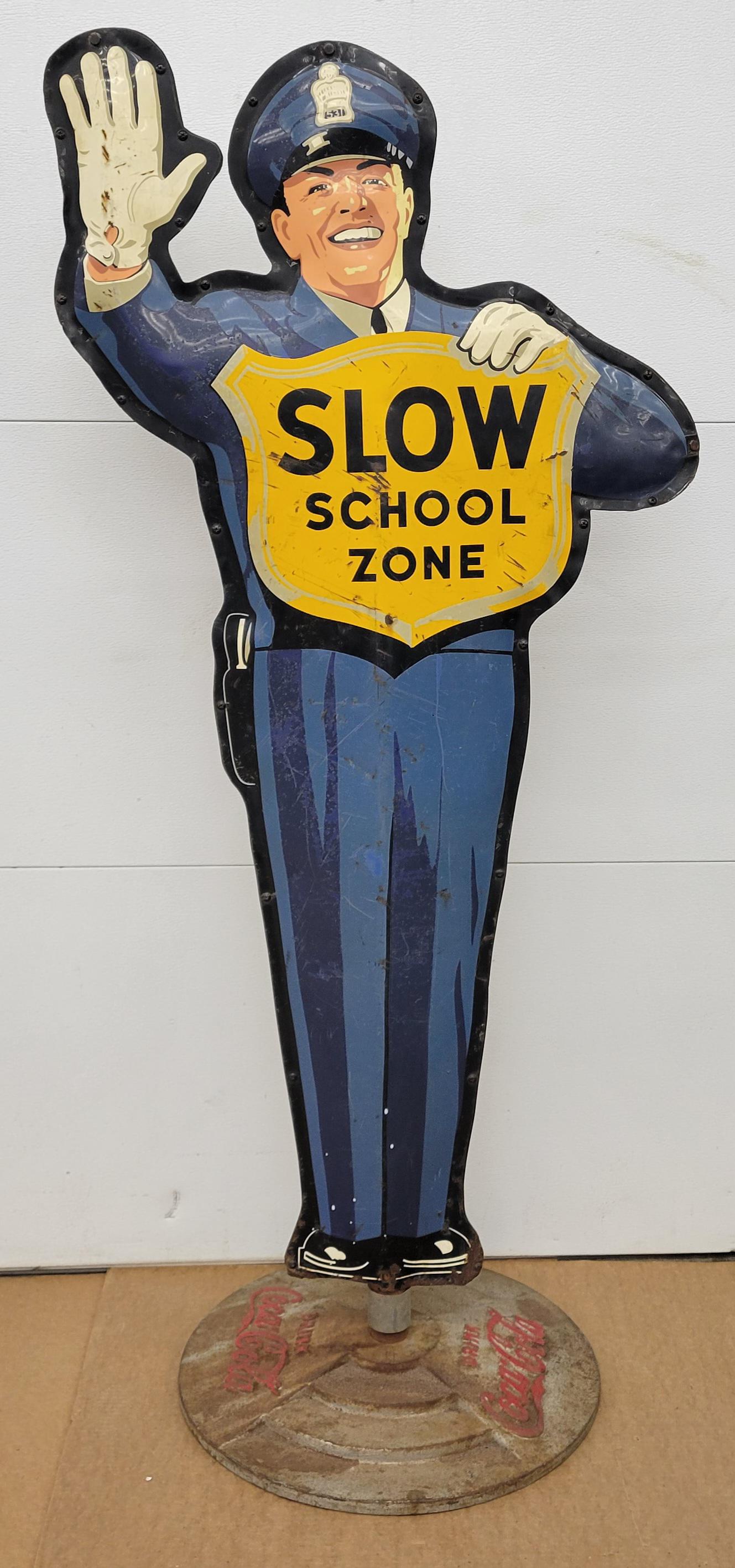 Coca Cola Policeman Slow School Zone Sign (1 of 9)