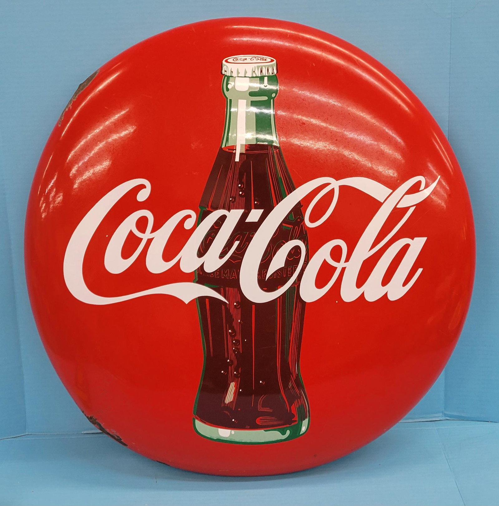 24" Porcelain Coca Cola Button With Bottle (1 of 4)