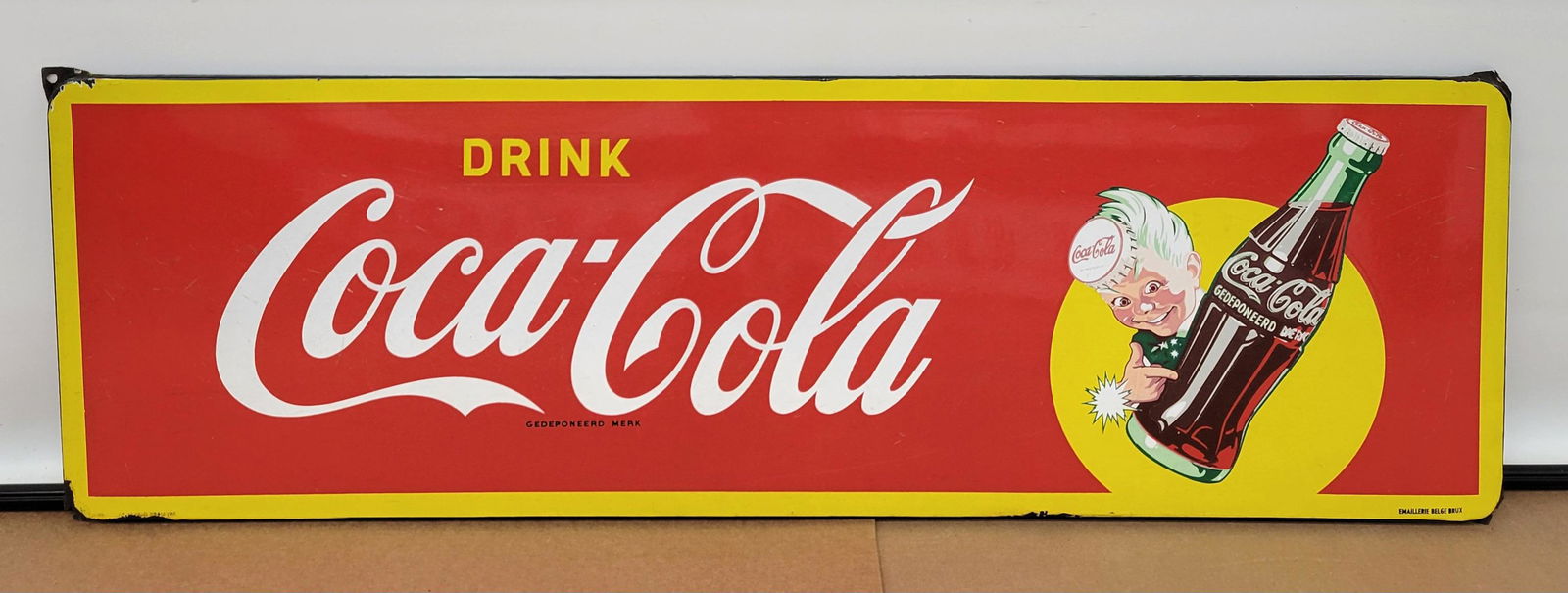 Drink Coca Cola Porcelain Sign w/ Sprite Boy & Bottle (1 of 6)
