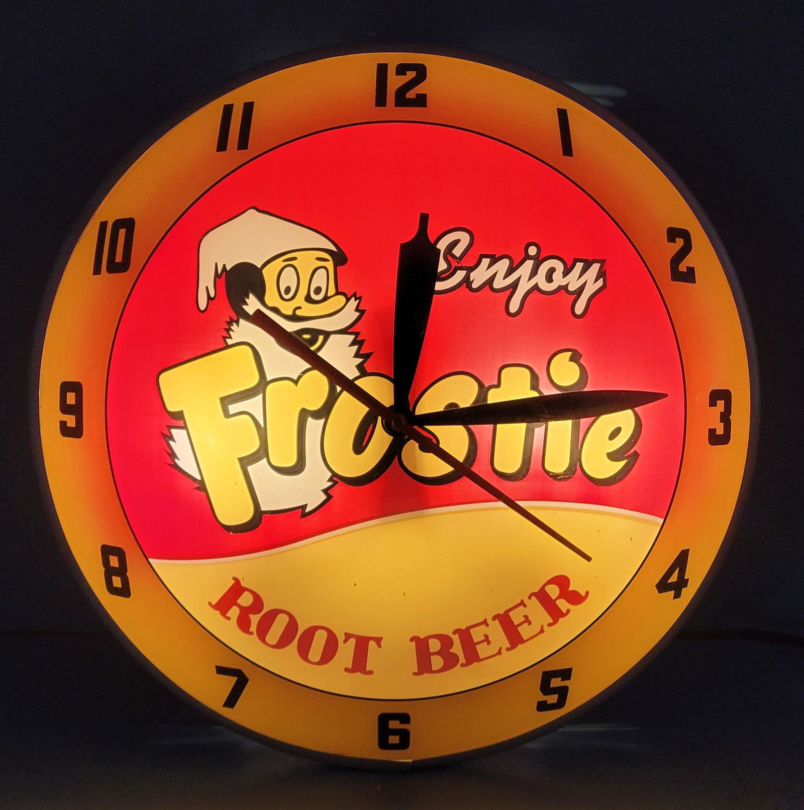 Frostie Root Beer Double Bubble Contemporary Electric Light Up Clock (1 of 2)