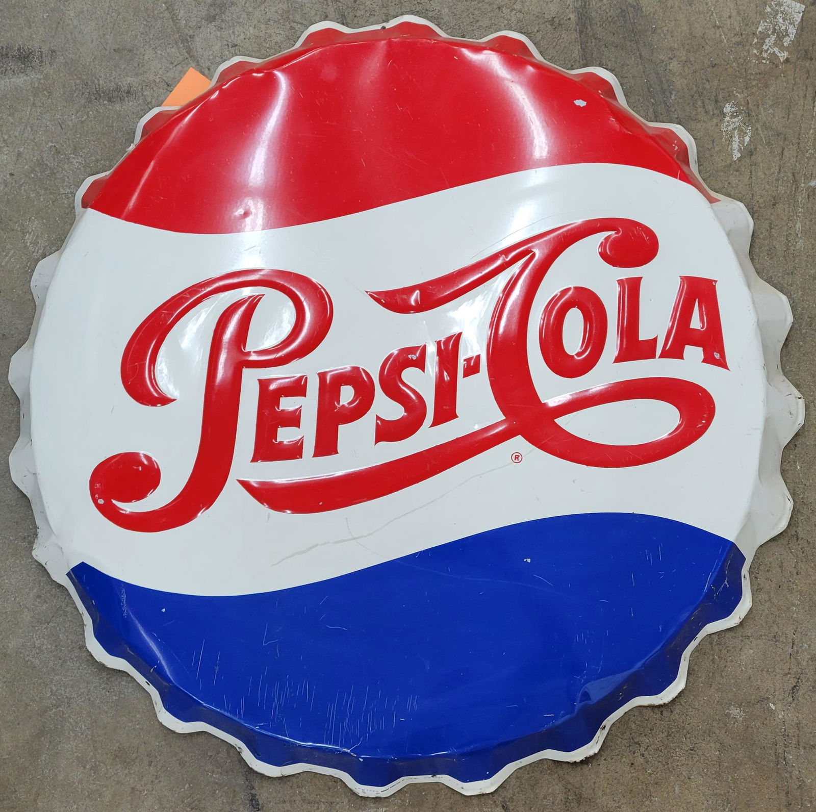 Pepsi Cola Embossed Single Sided Metal Bottle Cap Sign (1 of 3)
