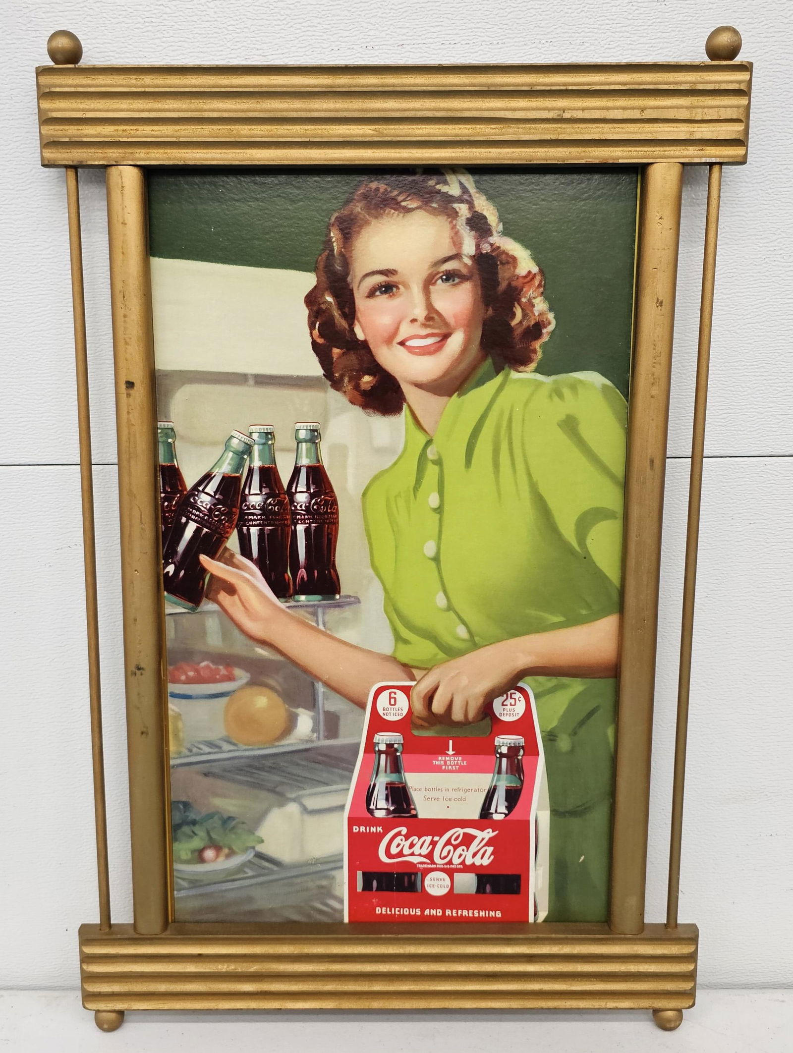 1940 Coca Cola Cardboard With Wood Frame (1 of 2)