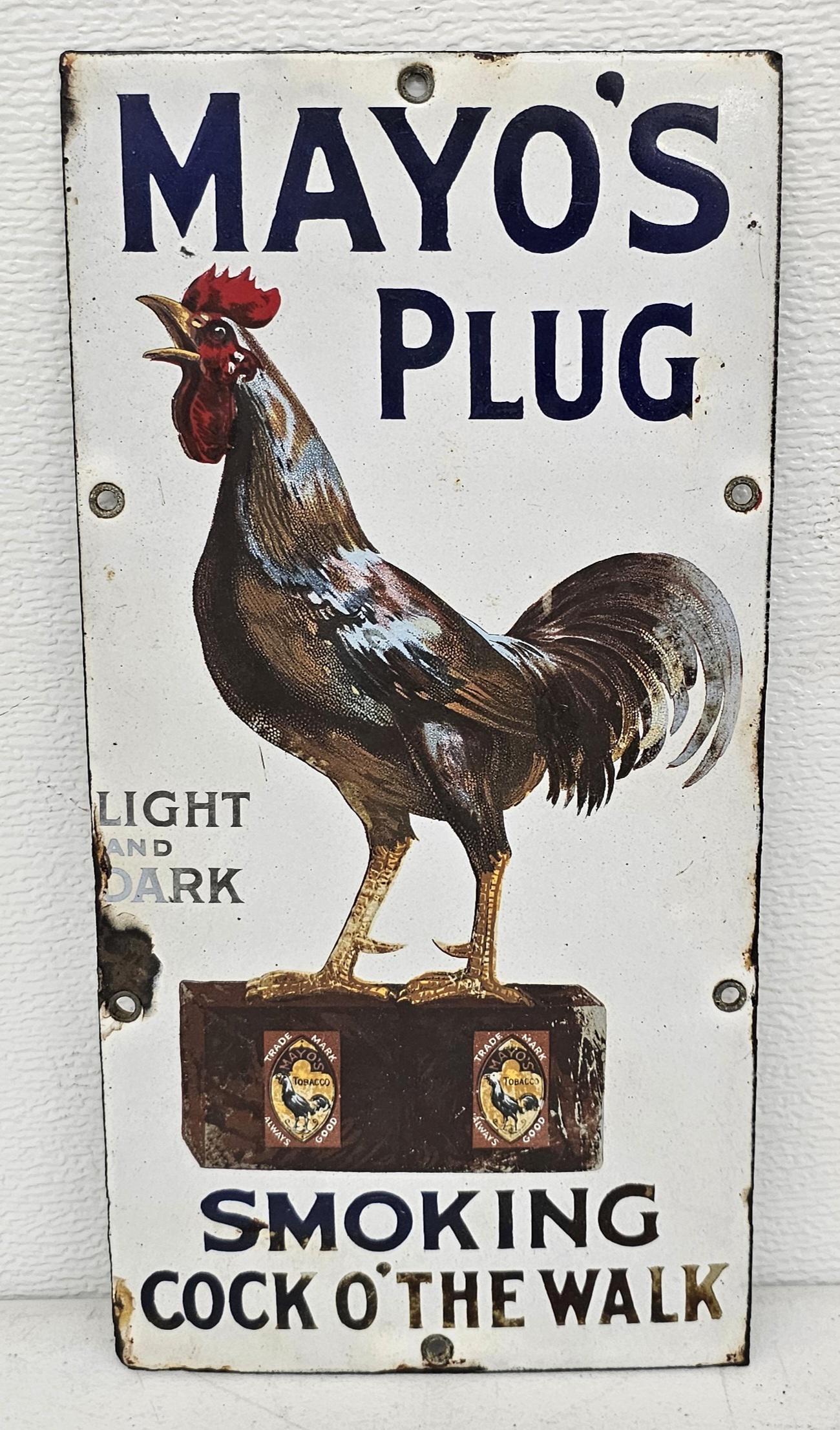Mayo's Plug Tobacco Single Sided Porcelain Sign (1 of 2)