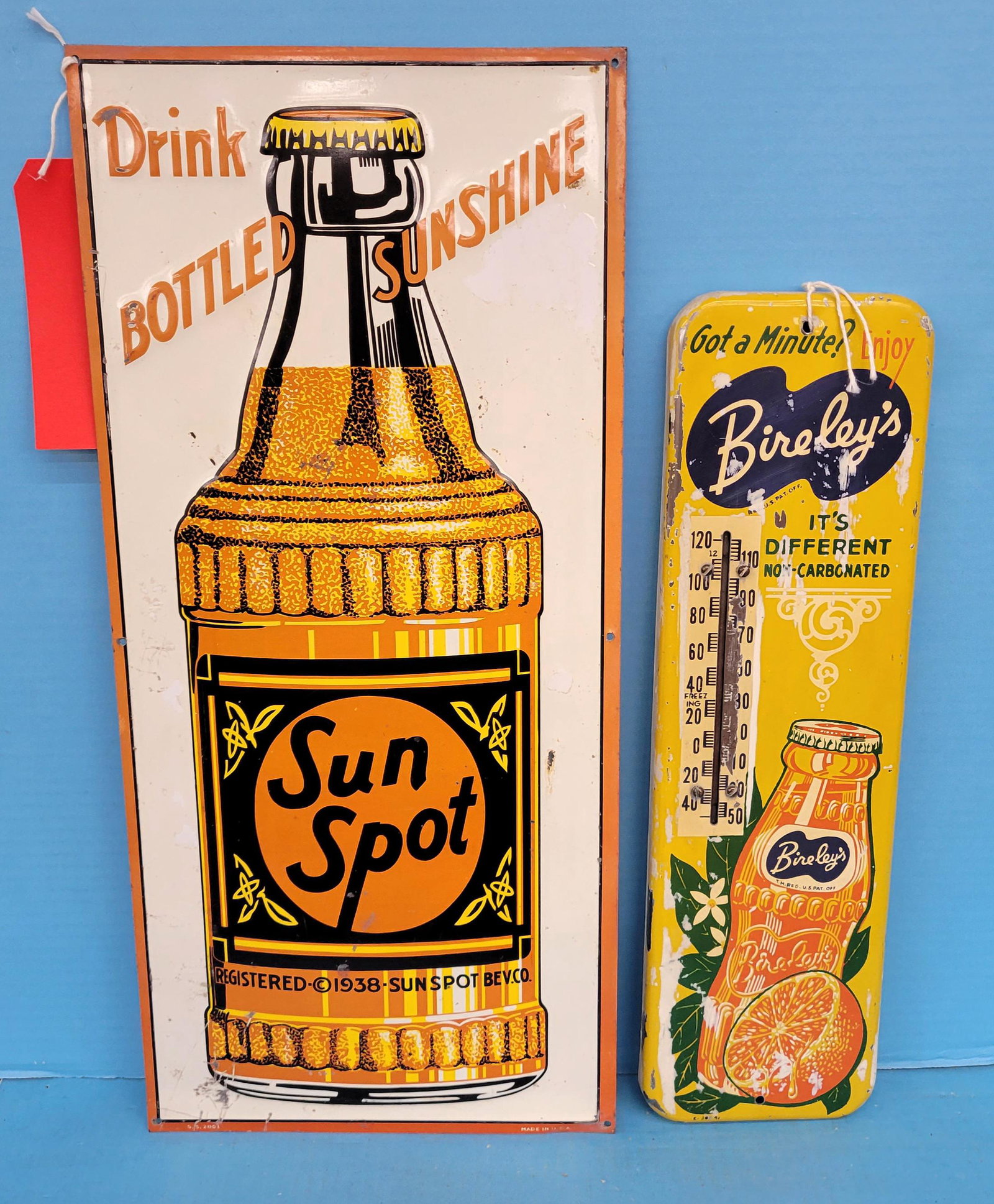 Enjoy Bireley's Metal Thermometer & Drink Bottled Sunshine Sun Spot Tin Sign (1 of 5)