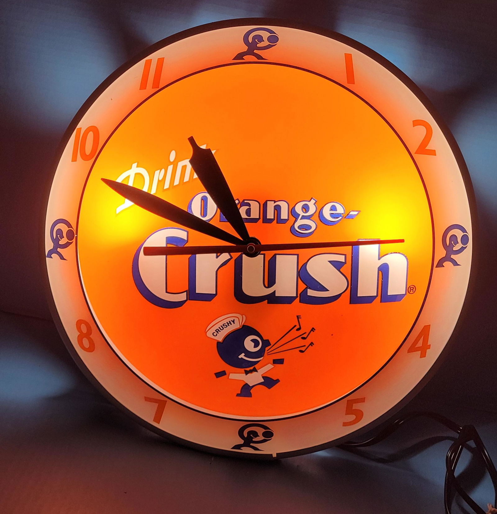 Orange Crush Double Bubble Contemporary Electric Light Up Clock In Box