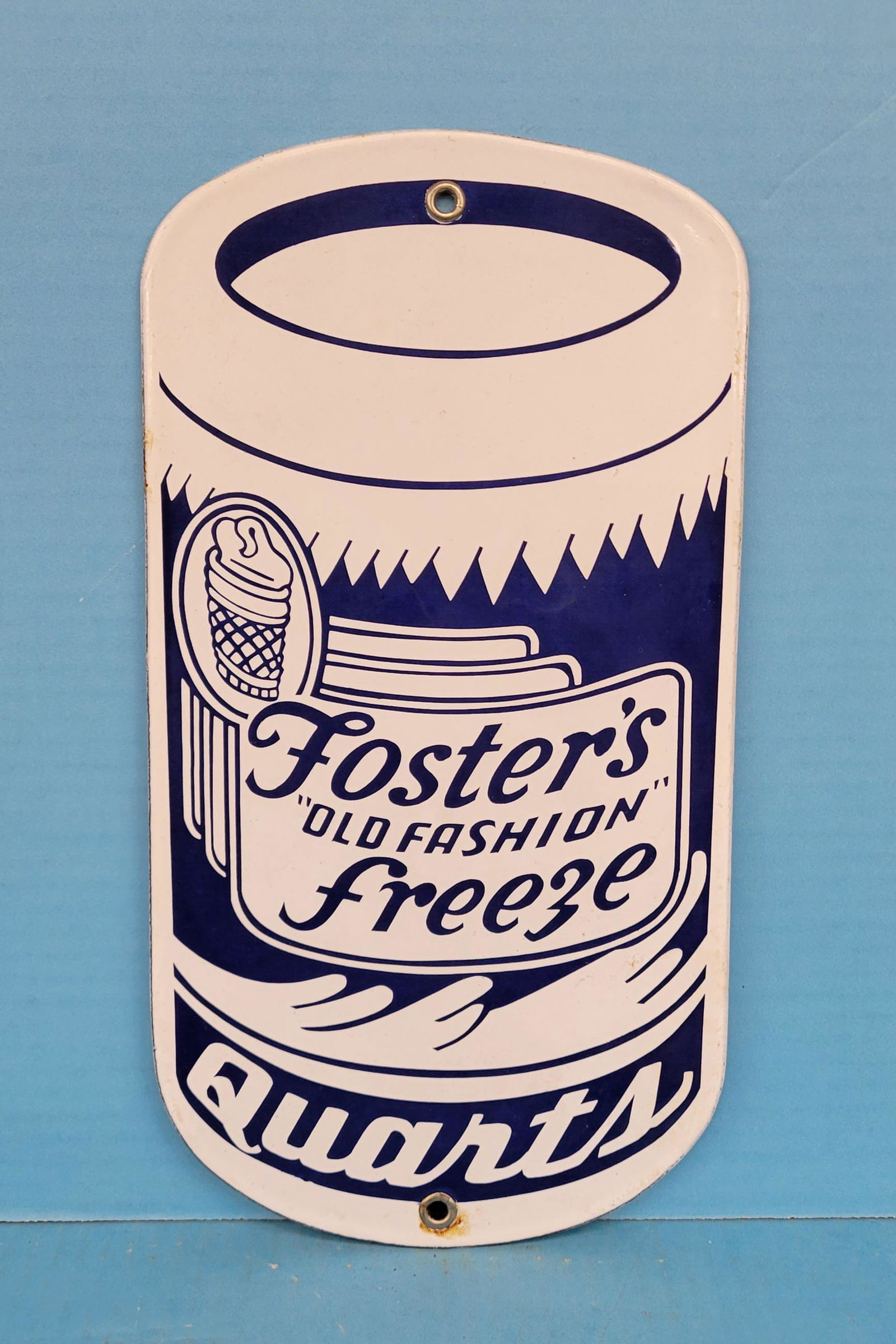 Foster's Old Fashion Freeze Quarts Porcelain Ice Cream Sign (1 of 2)
