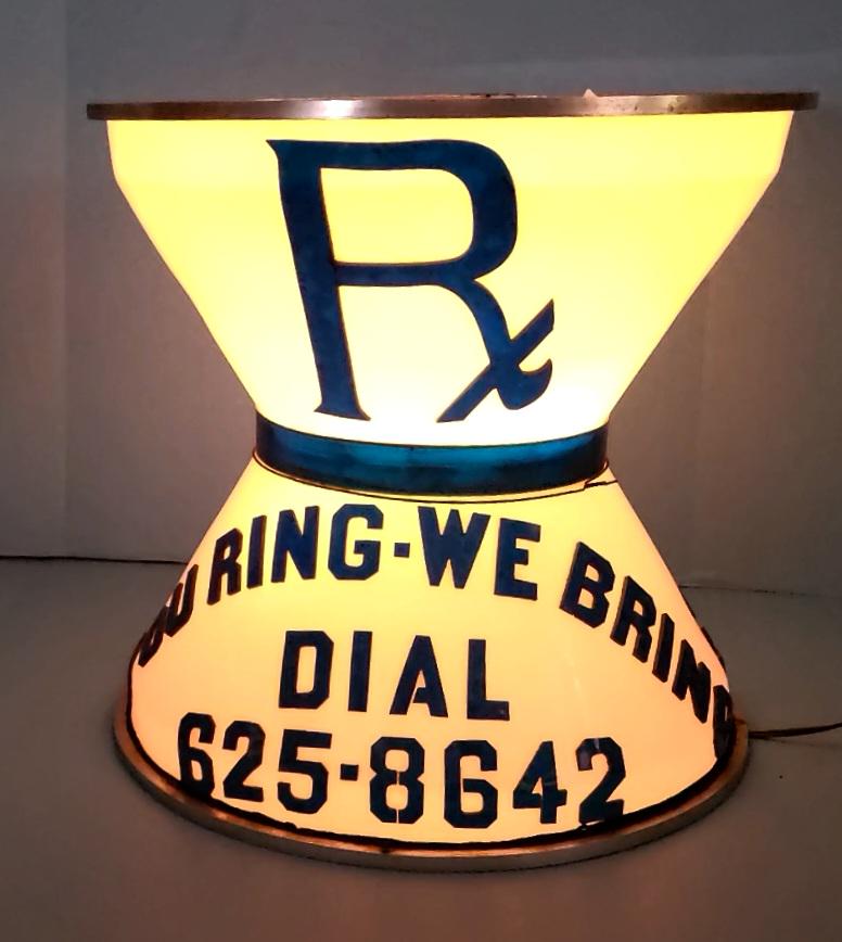 Unique Rx Round Mortar and Pestle Shaped Drugstore Light Up Trade Sign (1 of 6)