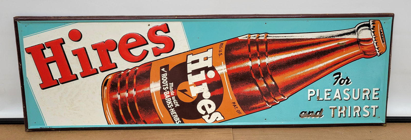 Hires "For Pleasure and Thirst" SST Sign w/ Bottle (1 of 4)