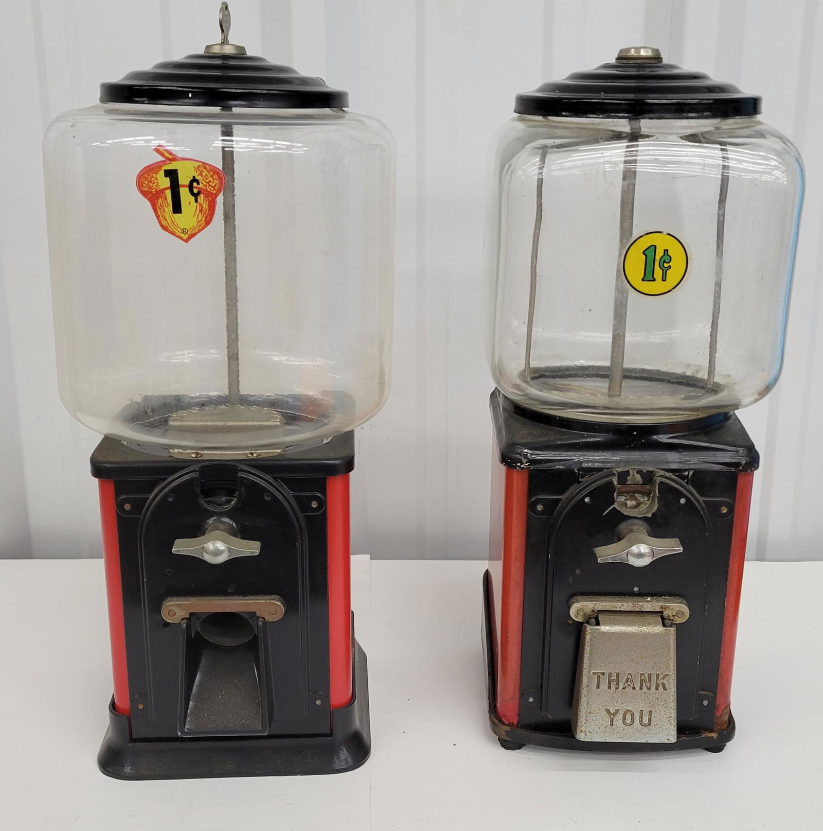 Lot of two 1 cent Gumball / Peanut Coin Op Vending Machines (1 of 4)