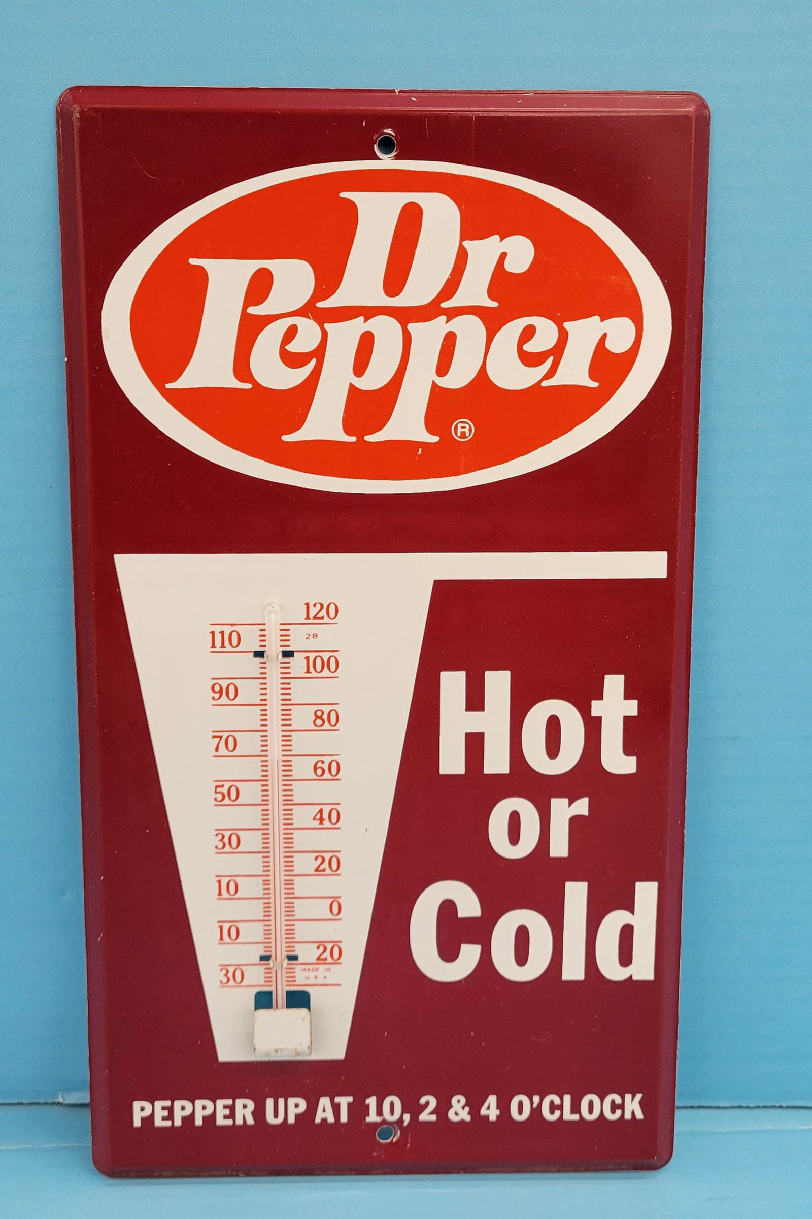 Dr Pepper Hot or Cold Tin Thermometer (1 of 2)