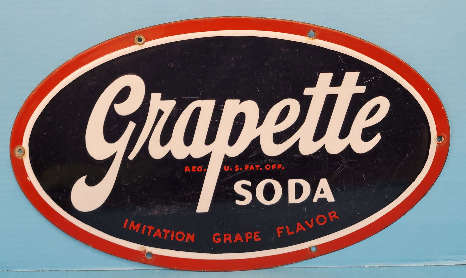 Grapette Soda Oval Single Sided Porcelain Sign (1 of 4)